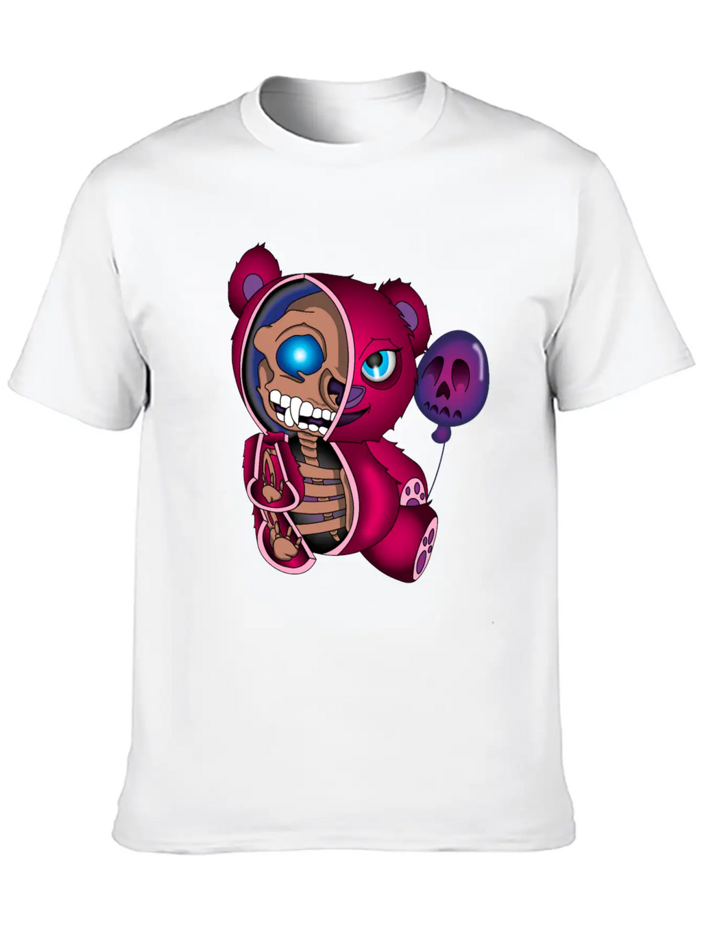 Skull Teddy Bear Skeleton Halloween Gift Idea Unisex Short Sleeve Soft Cotton T-Shirt – Casual Everyday Wear