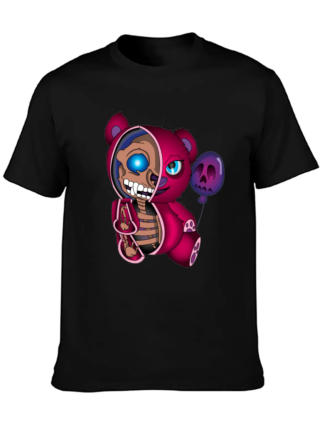 Skull Teddy Bear Skeleton Halloween Gift Idea Unisex Short Sleeve Soft Cotton T-Shirt – Casual Everyday Wear