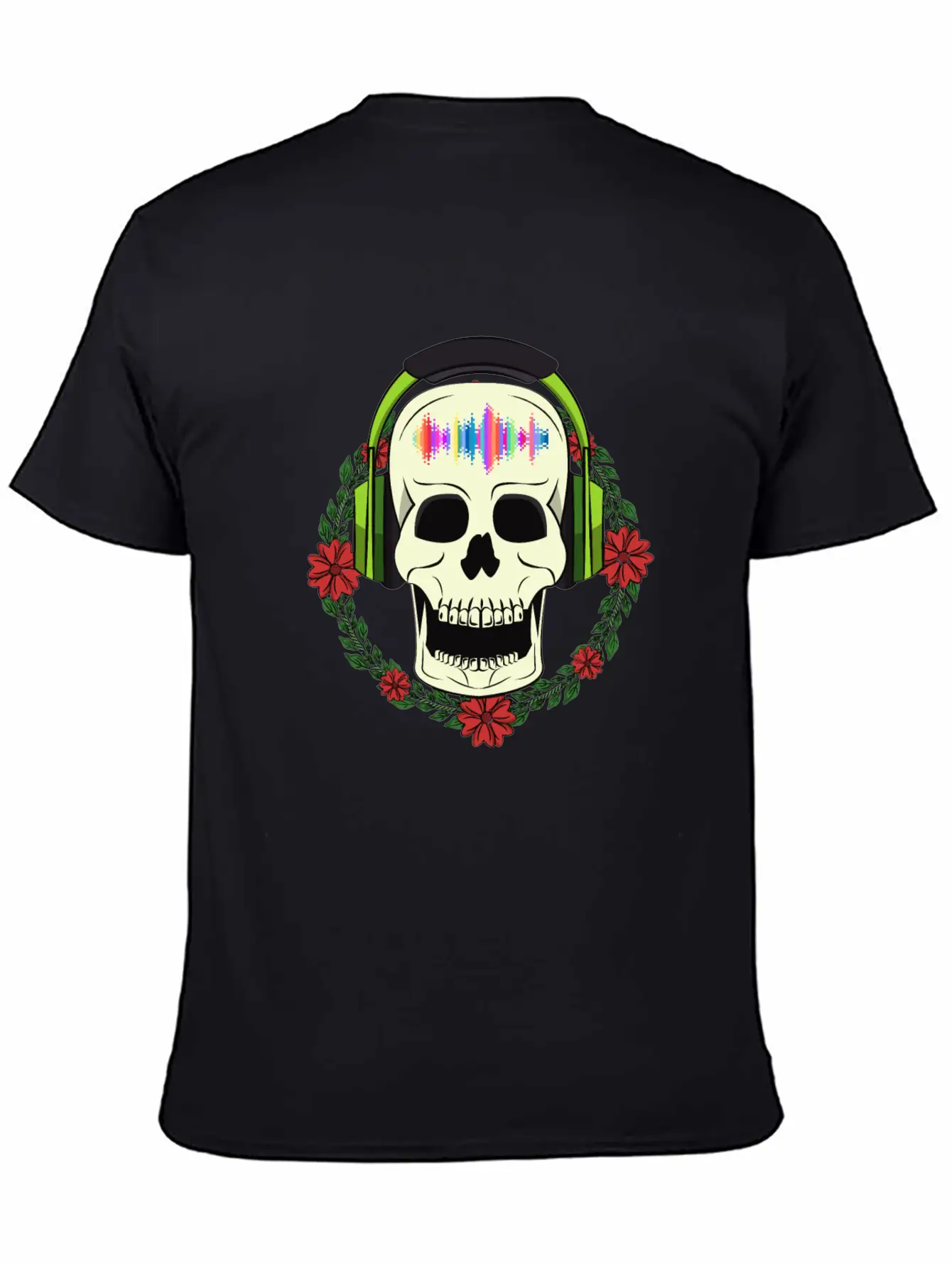 Skull With Earphones Breathable Soft Cotton T-Shirt – Timeless Casual Look