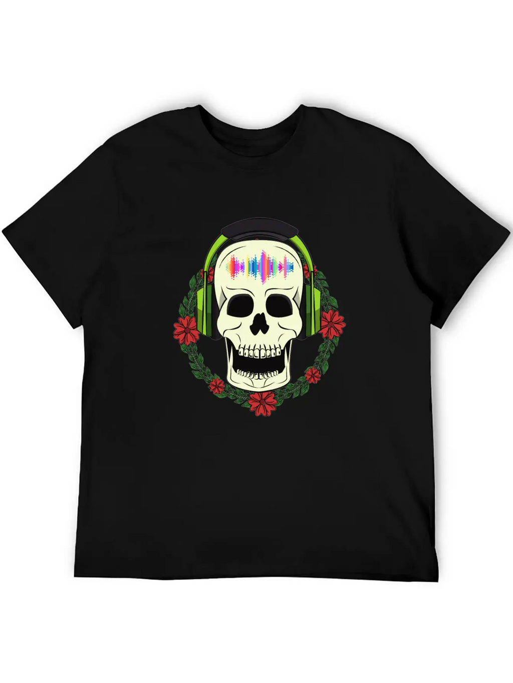 Skull With Earphones Breathable Soft Cotton T-Shirt – Timeless Casual Look