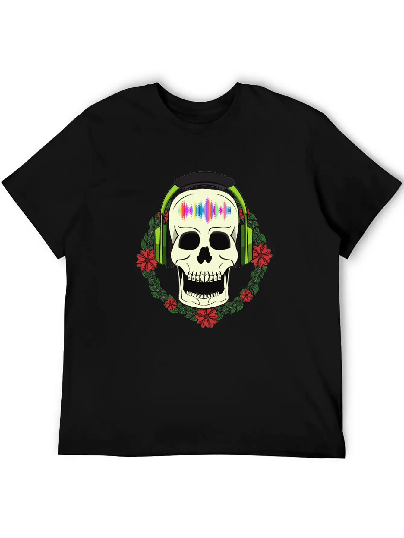 Skull With Earphones Breathable Soft Cotton T-Shirt – Timeless Casual Look