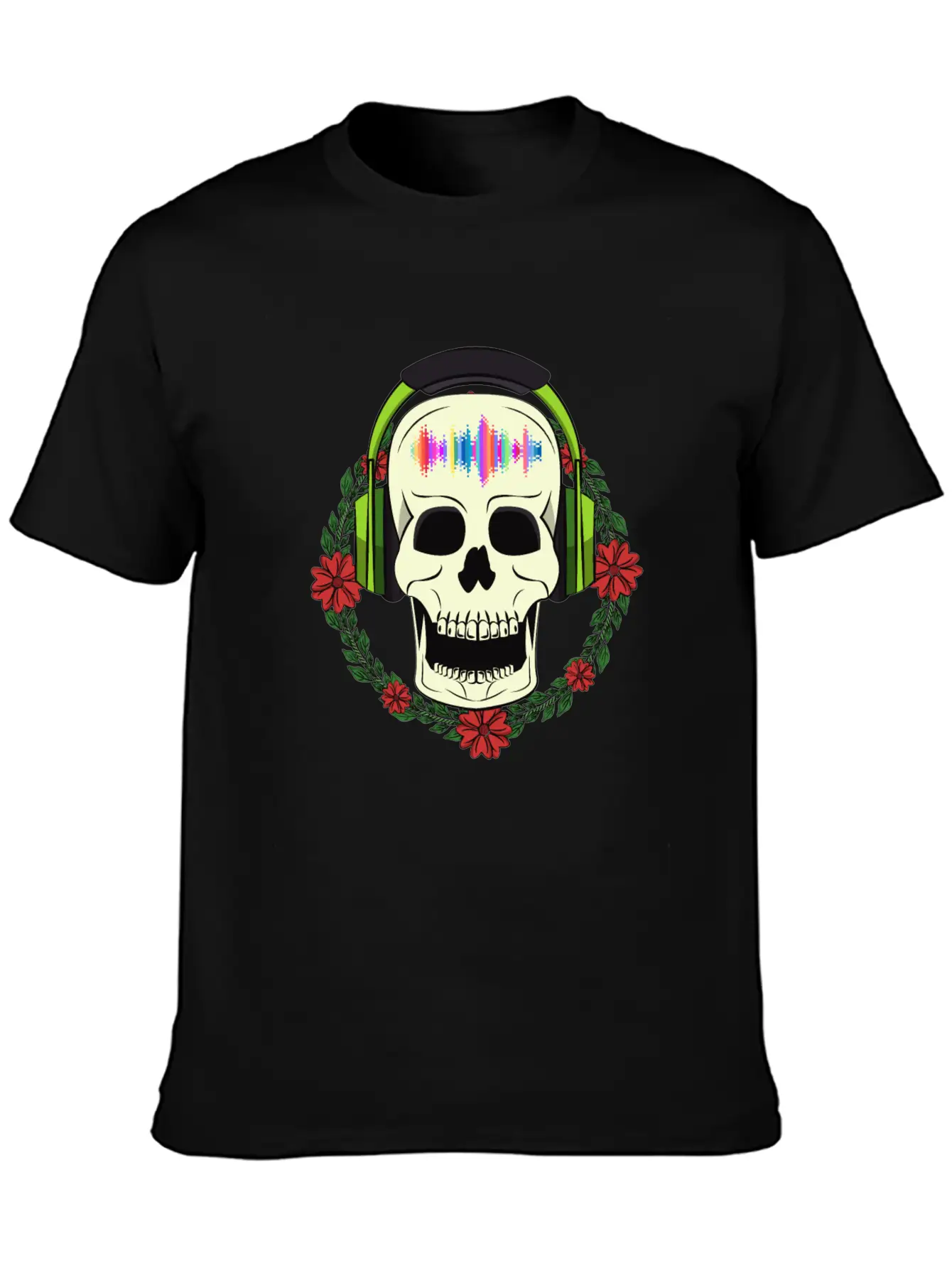 Skull With Earphones Breathable Soft Cotton T-Shirt – Timeless Casual Look