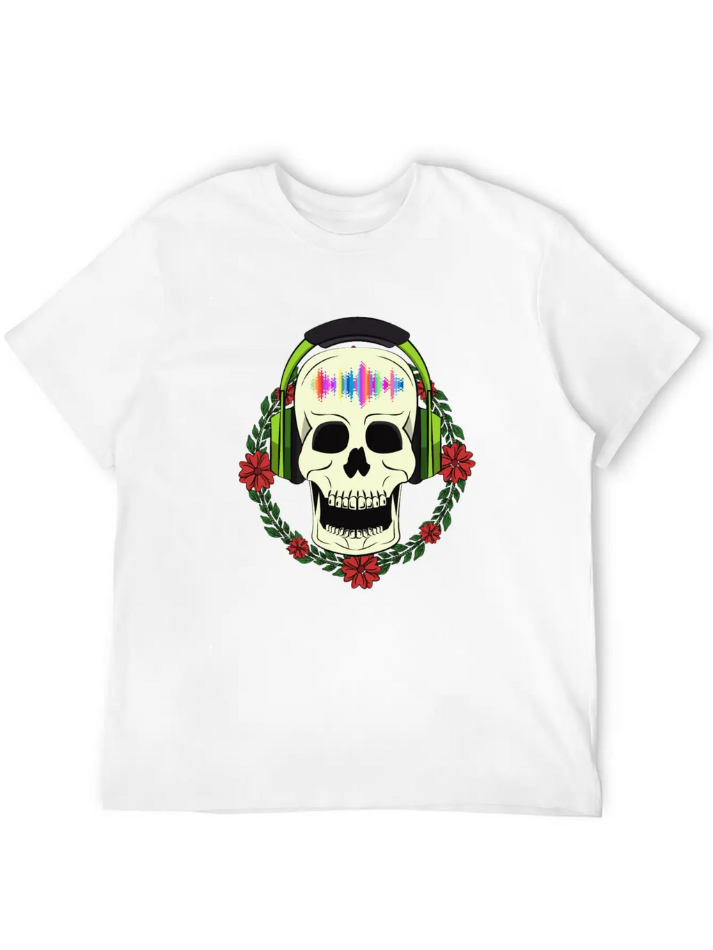 Skull With Earphones Breathable Soft Cotton T-Shirt – Timeless Casual Look