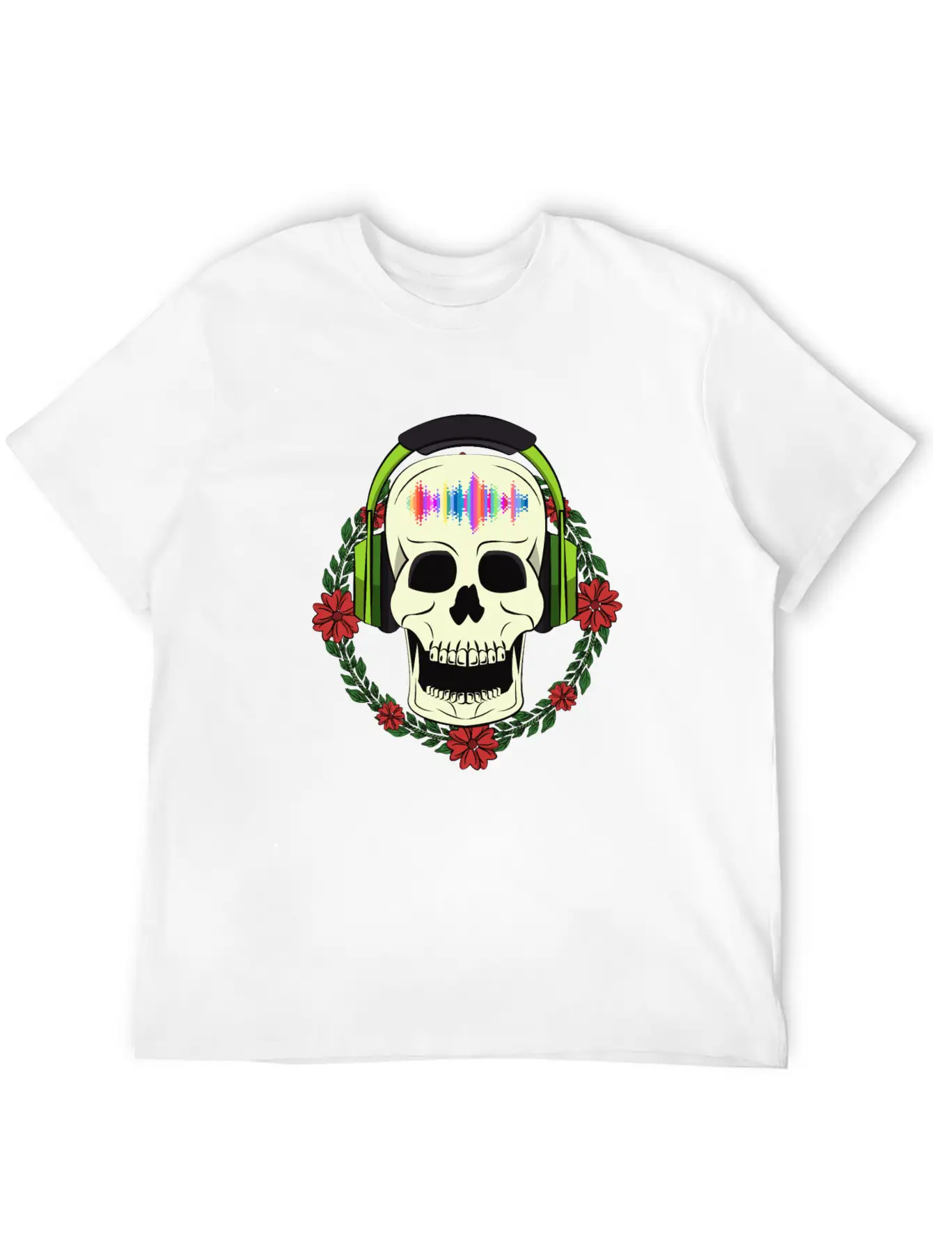 Skull With Earphones Breathable Soft Cotton T-Shirt – Timeless Casual Look