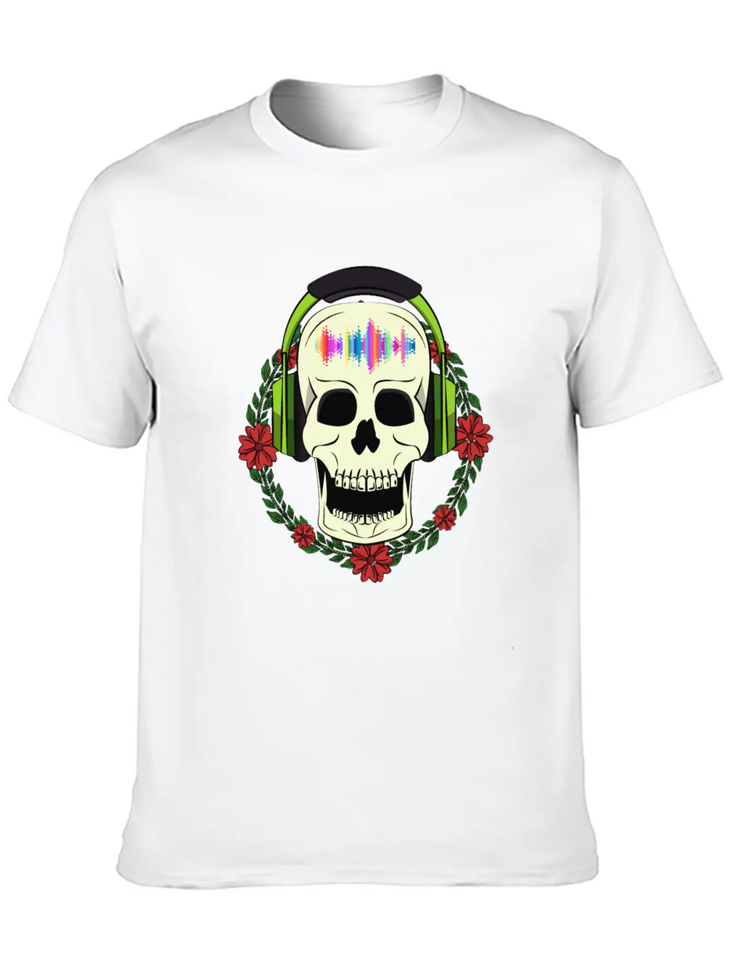 Skull With Earphones Breathable Soft Cotton T-Shirt – Timeless Casual Look
