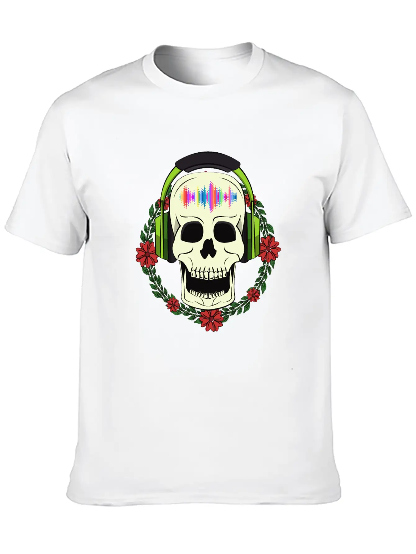 Skull With Earphones Breathable Soft Cotton T-Shirt – Timeless Casual Look