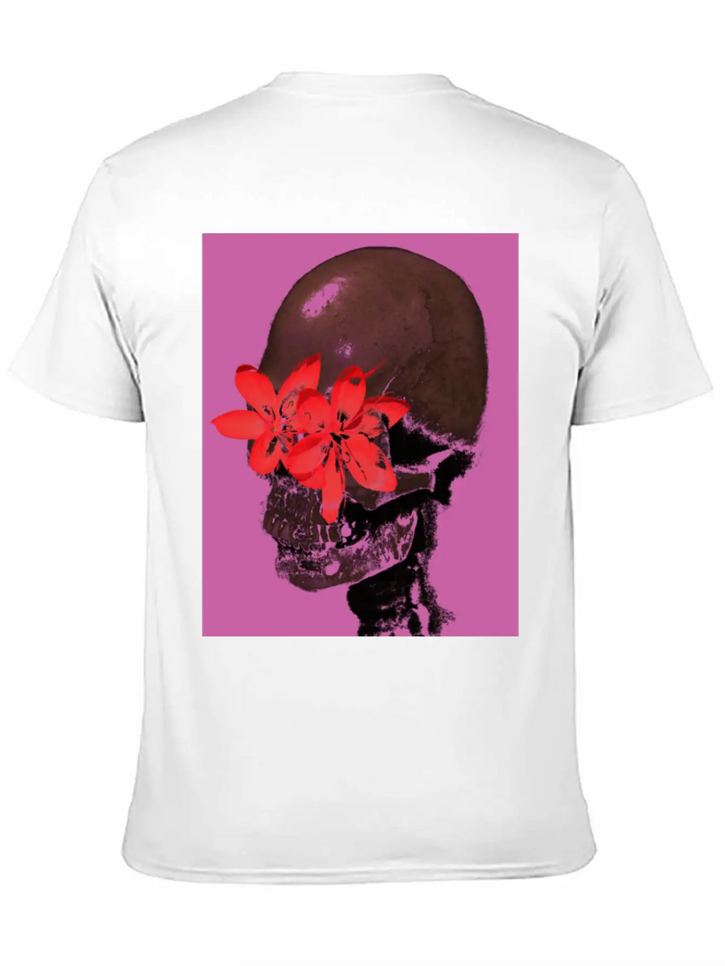 Skull With Flower Eyes (Pink) Unisex Casual T-Shirt – Clean Design For Daily Comfort