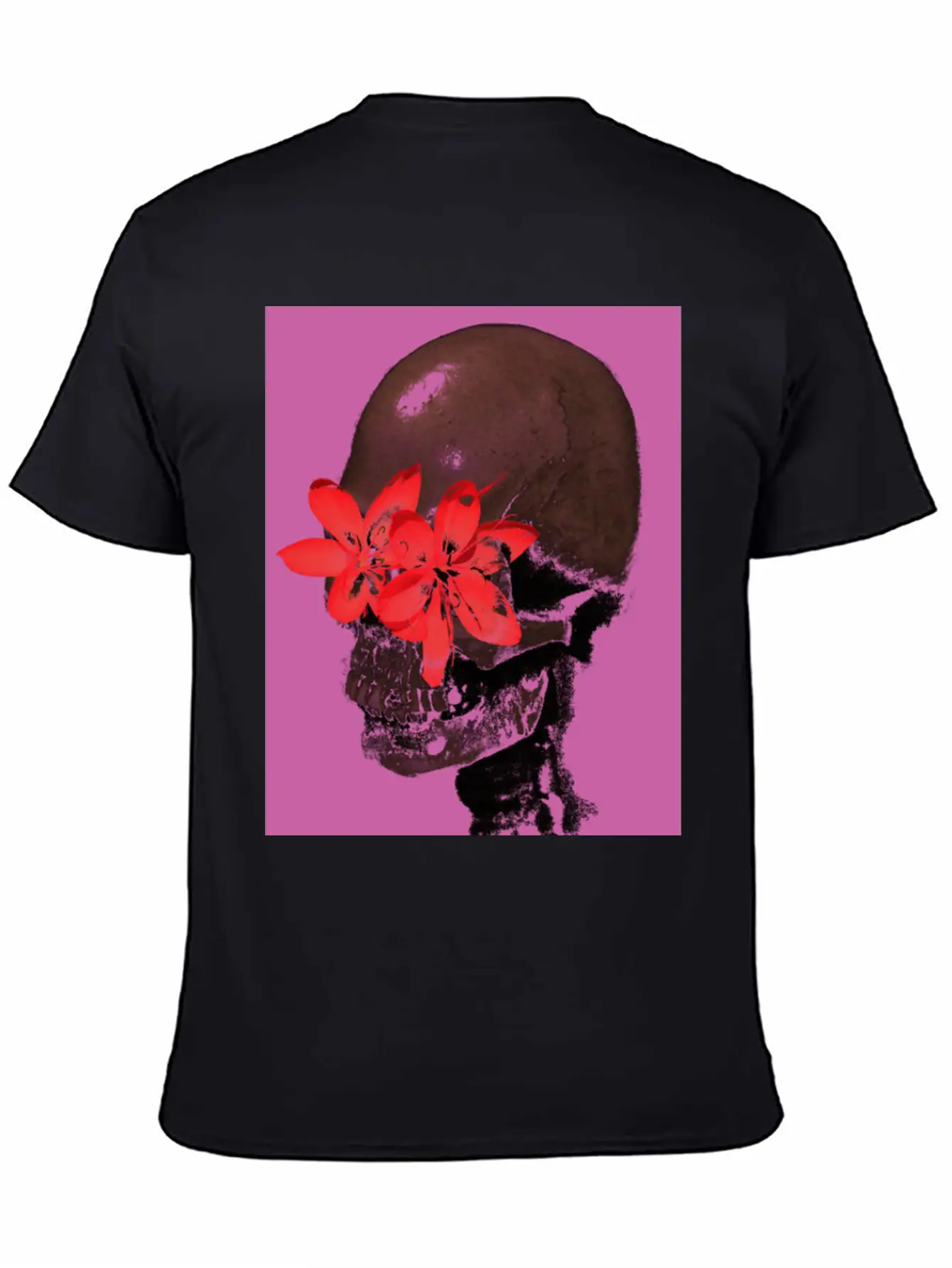 Skull With Flower Eyes (Pink) Unisex Casual T-Shirt – Clean Design For Daily Comfort