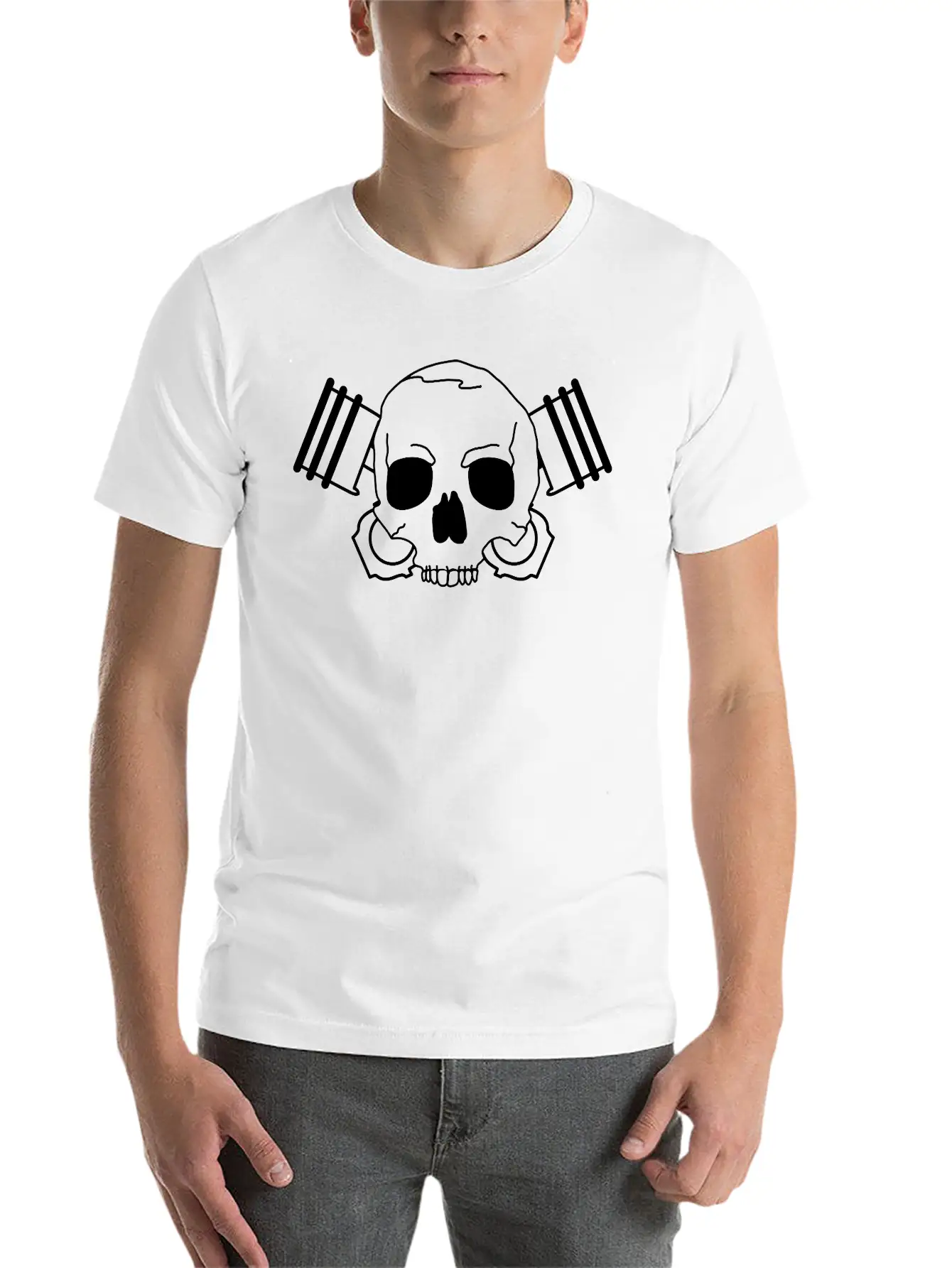 Skull With Piston Unisex Casual T-Shirt – Clean Design For Daily Comfort