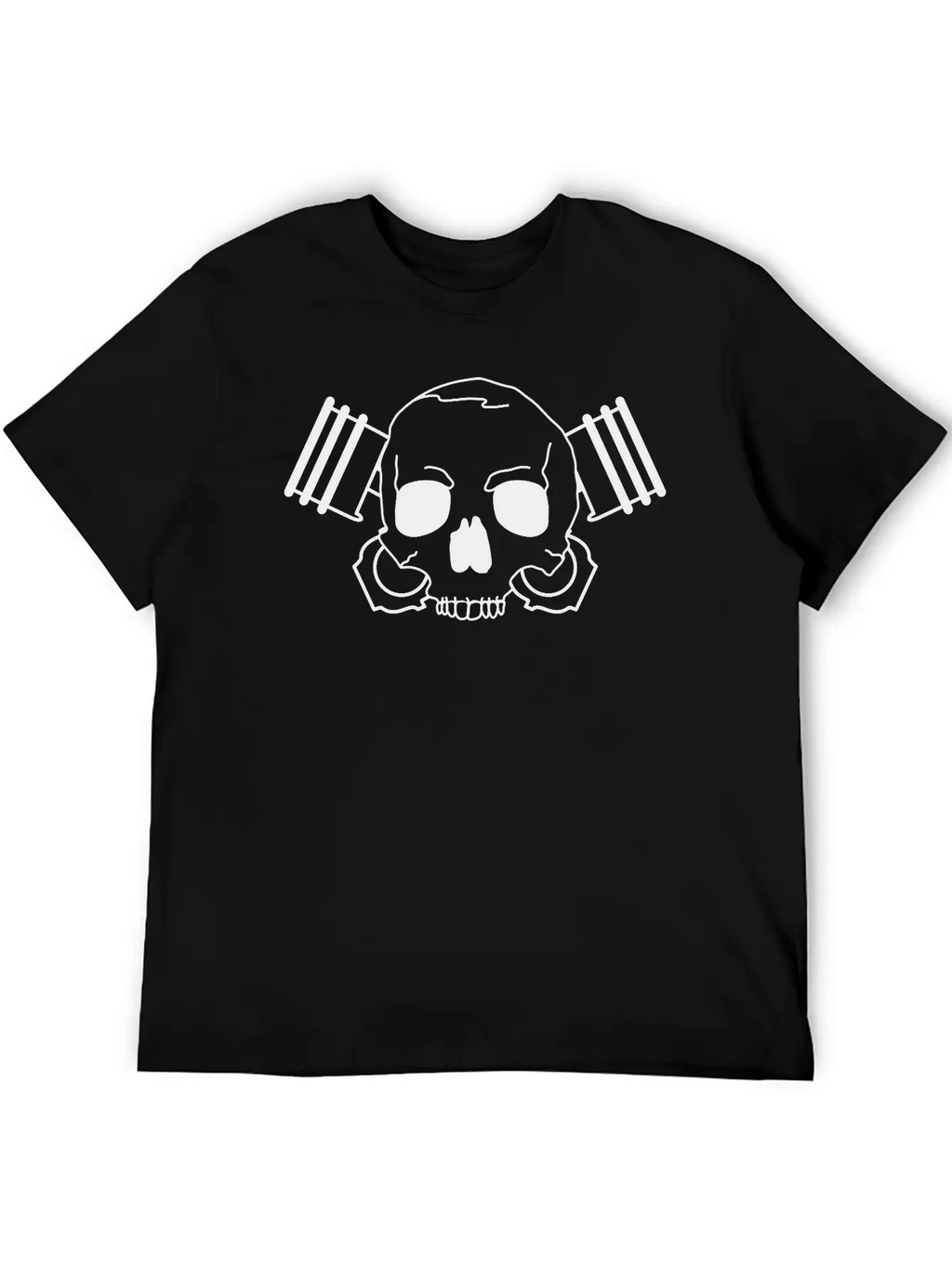 Skull With Piston Unisex Casual T-Shirt – Clean Design For Daily Comfort