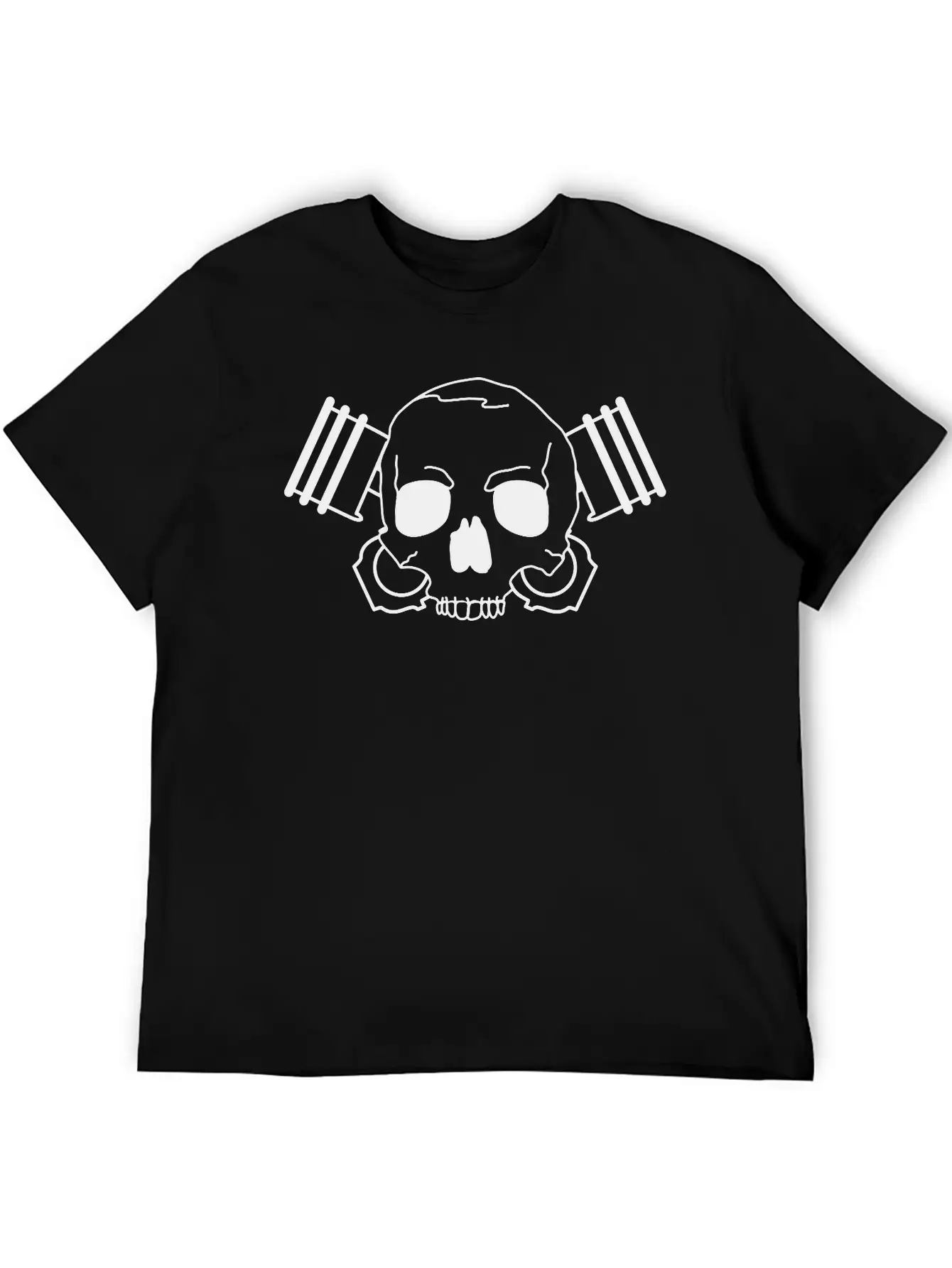 Skull With Piston Unisex Casual T-Shirt – Clean Design For Daily Comfort