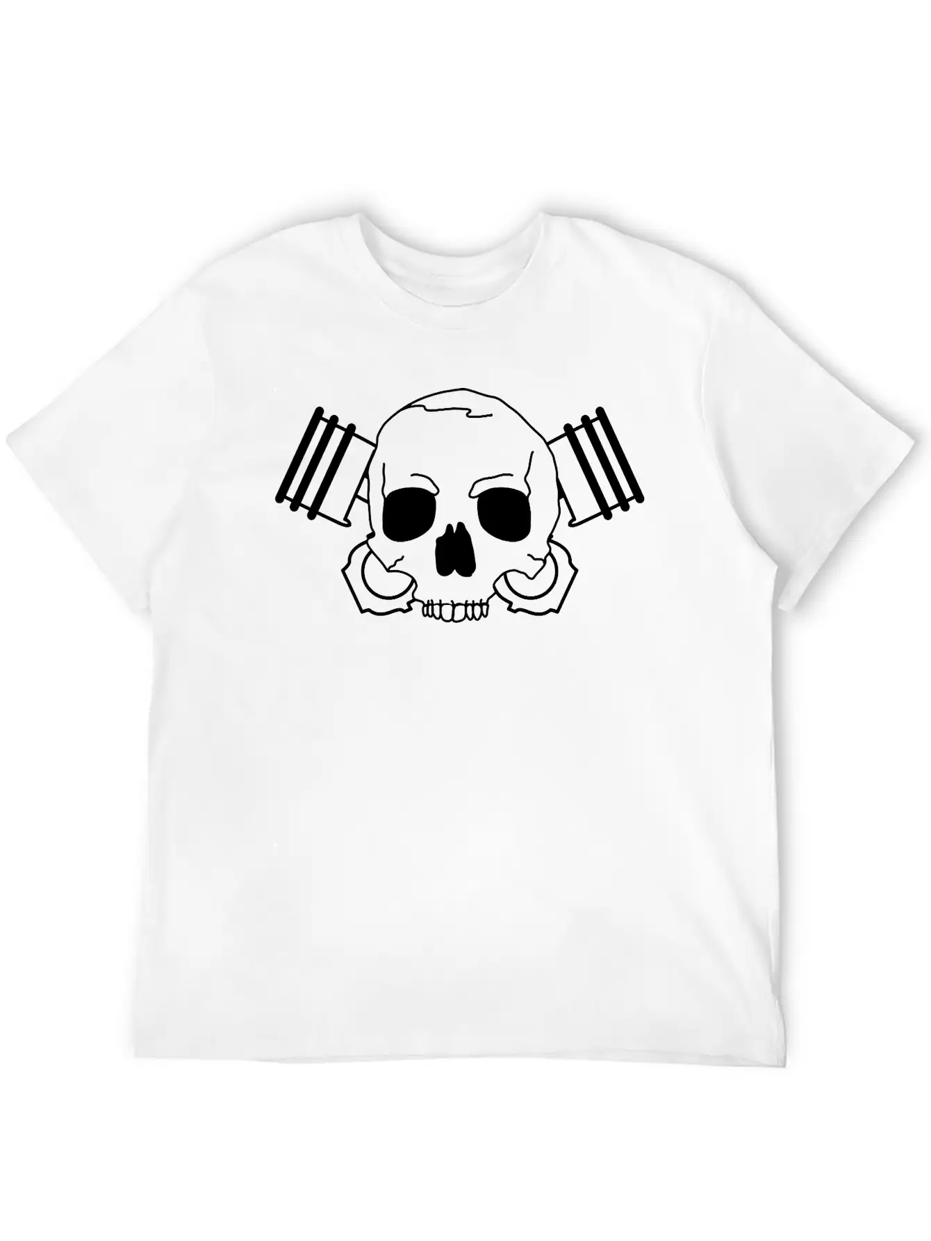 Skull With Piston Unisex Casual T-Shirt – Clean Design For Daily Comfort