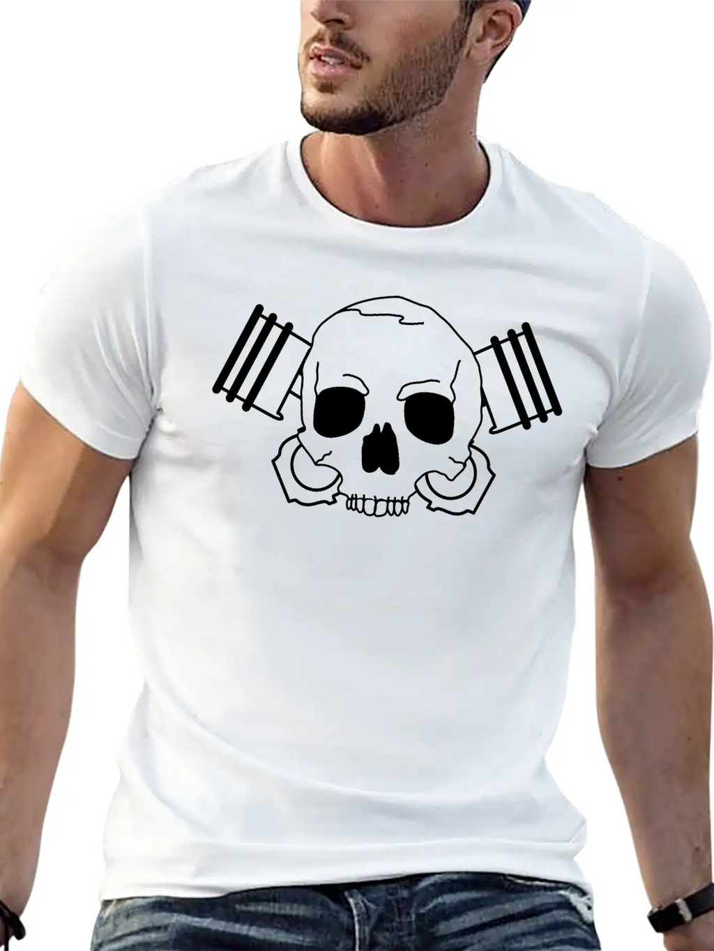 Skull With Piston Unisex Casual T-Shirt – Clean Design For Daily Comfort