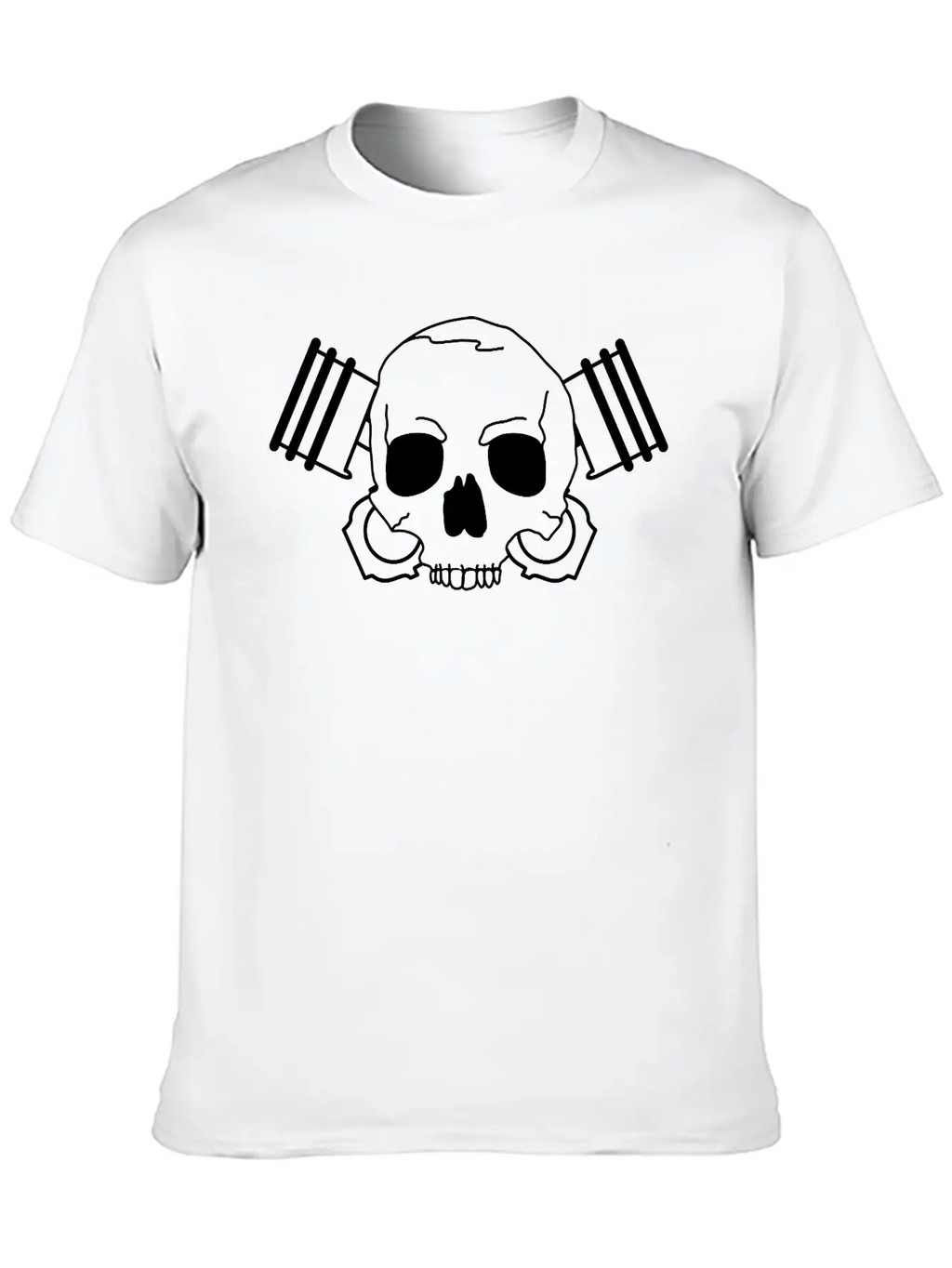 Skull With Piston Unisex Casual T-Shirt – Clean Design For Daily Comfort