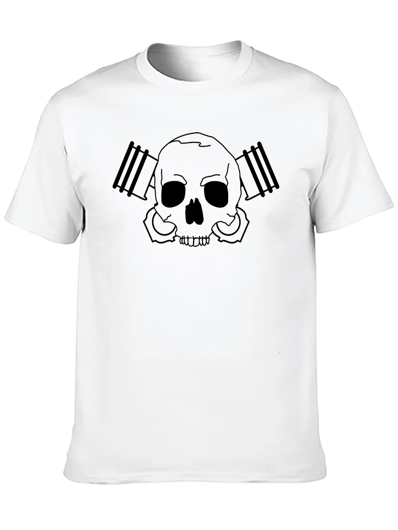 Skull With Piston Unisex Casual T-Shirt – Clean Design For Daily Comfort