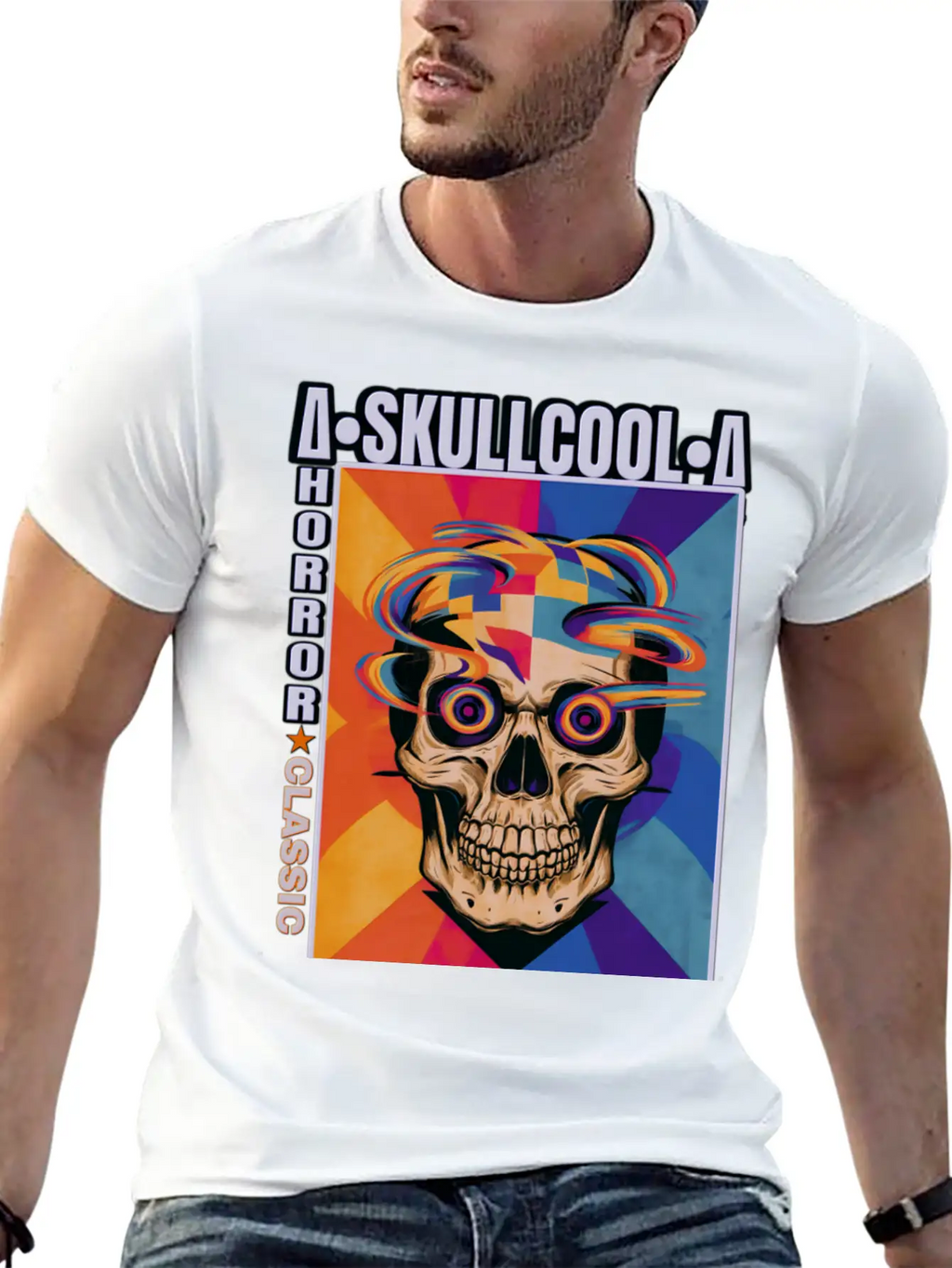 Skullcool Art Horror Classic Unisex Short Sleeve Soft Cotton T-Shirt – Casual Everyday Wear