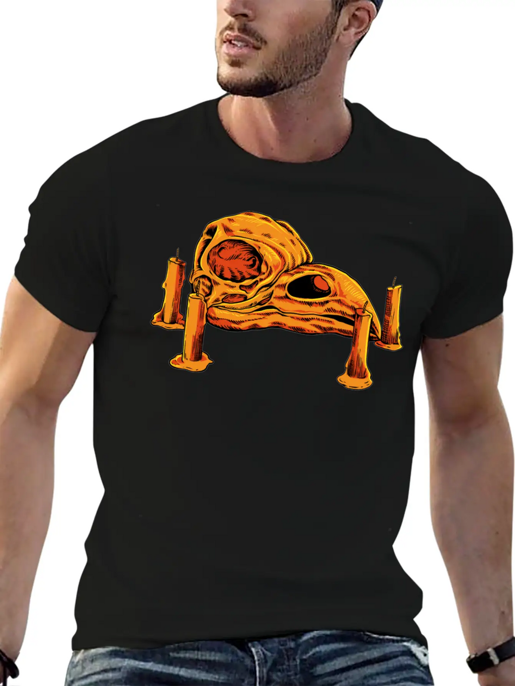 Skulls And Candles Gothic Raven Skull Unisex Casual T-Shirt – Clean Design For Daily Comfort