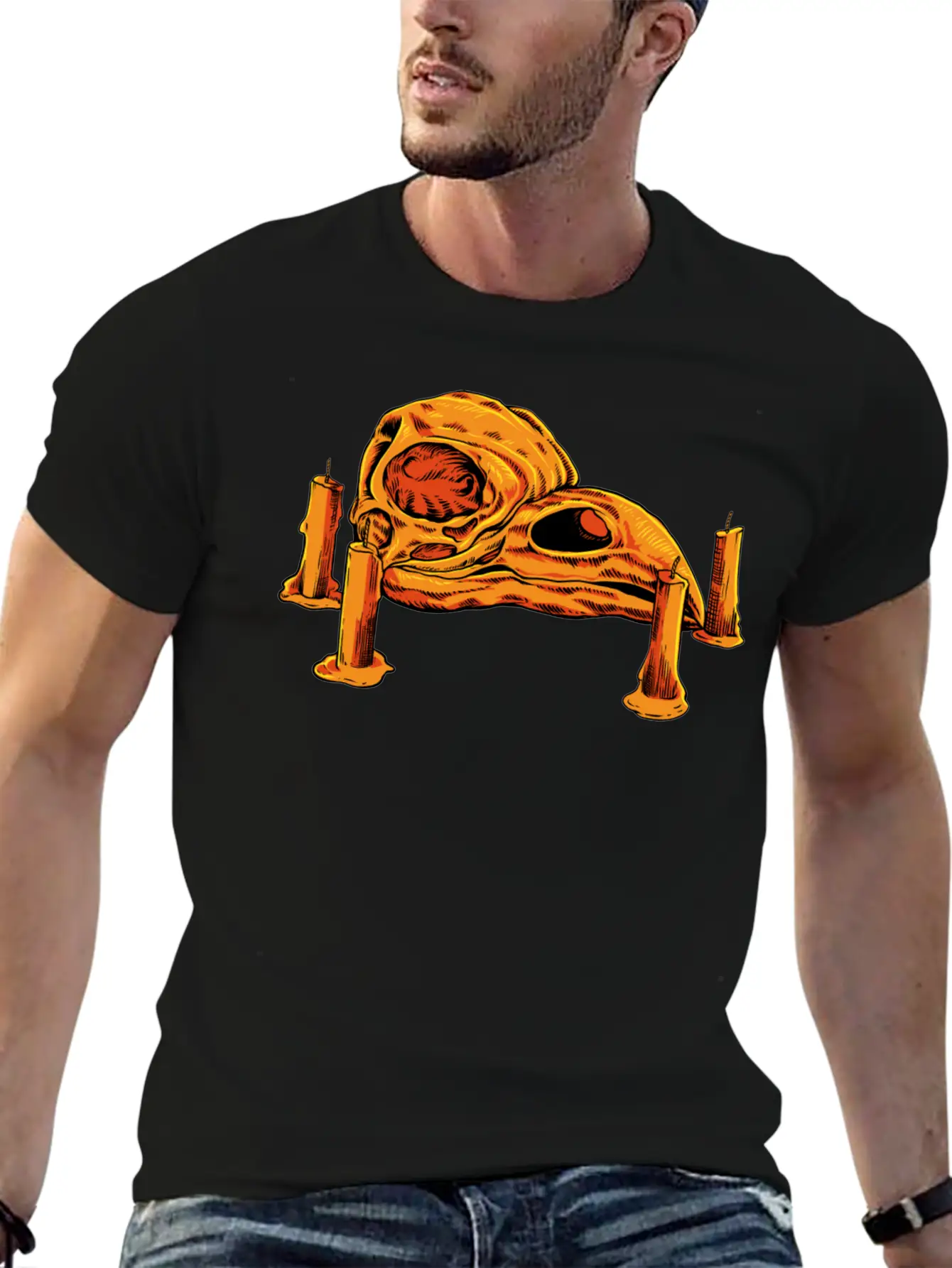 Skulls And Candles Gothic Raven Skull Unisex Casual T-Shirt – Clean Design For Daily Comfort