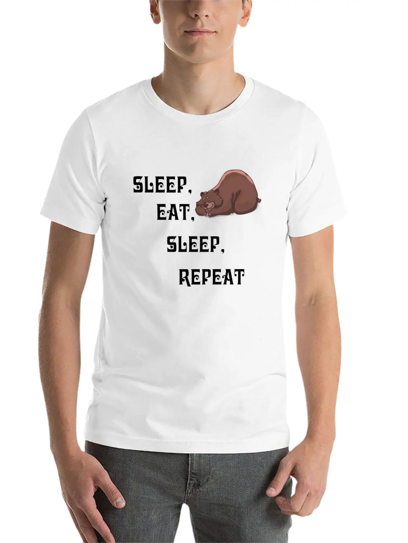 Sleep Eat Sleep Bear Unisex Short Sleeve Soft Cotton T-Shirt – Casual Everyday Wear