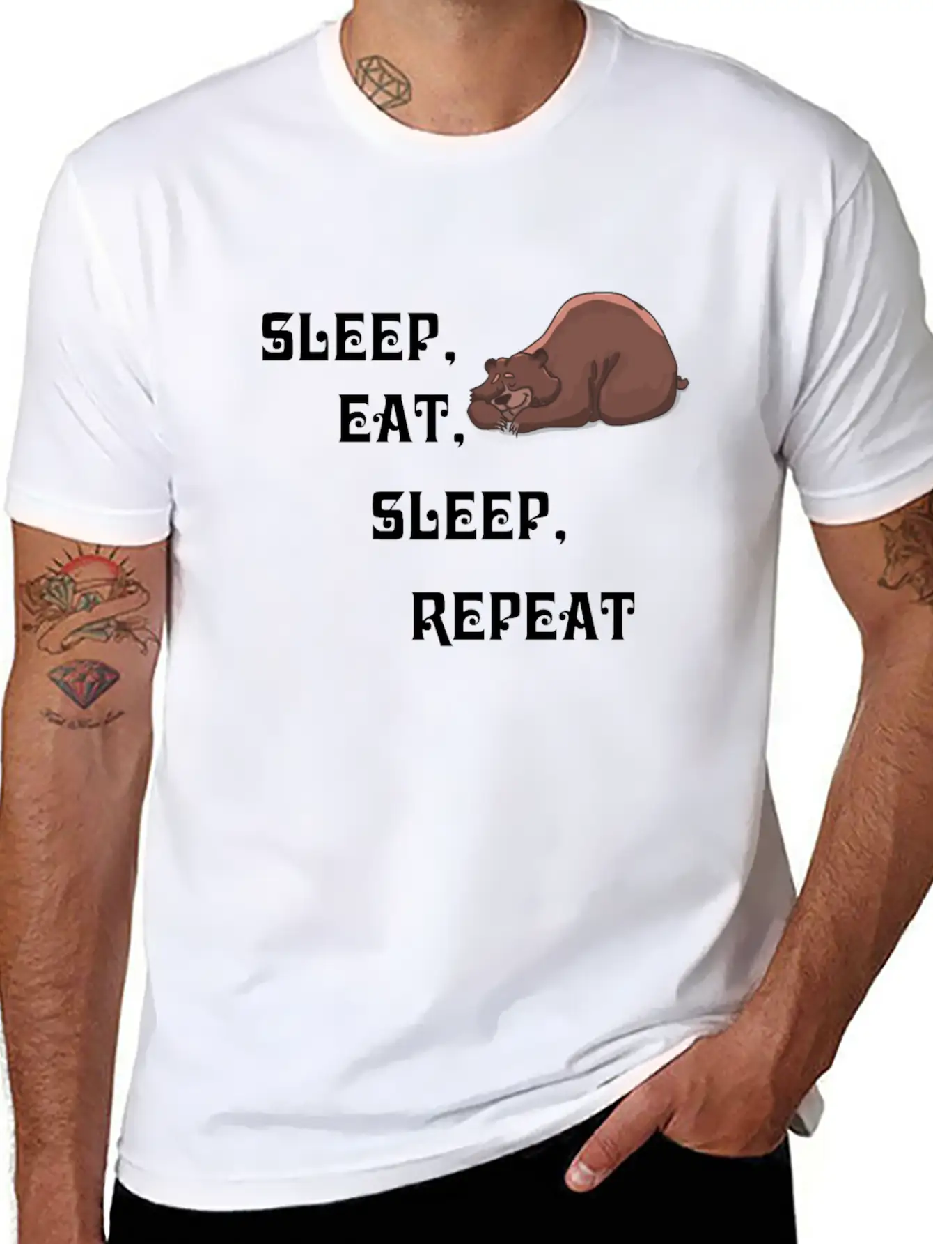 Sleep Eat Sleep Bear Unisex Short Sleeve Soft Cotton T-Shirt – Casual Everyday Wear