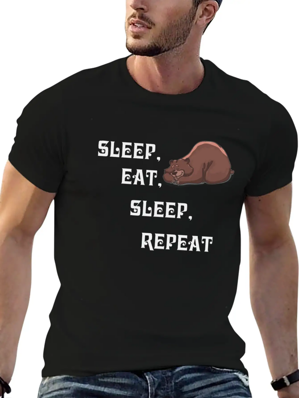 Sleep Eat Sleep Bear Unisex Short Sleeve Soft Cotton T-Shirt – Casual Everyday Wear