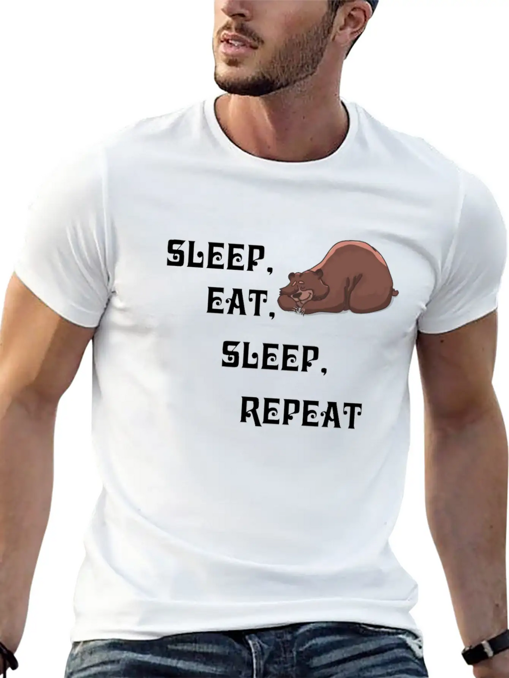 Sleep Eat Sleep Bear Unisex Short Sleeve Soft Cotton T-Shirt – Casual Everyday Wear