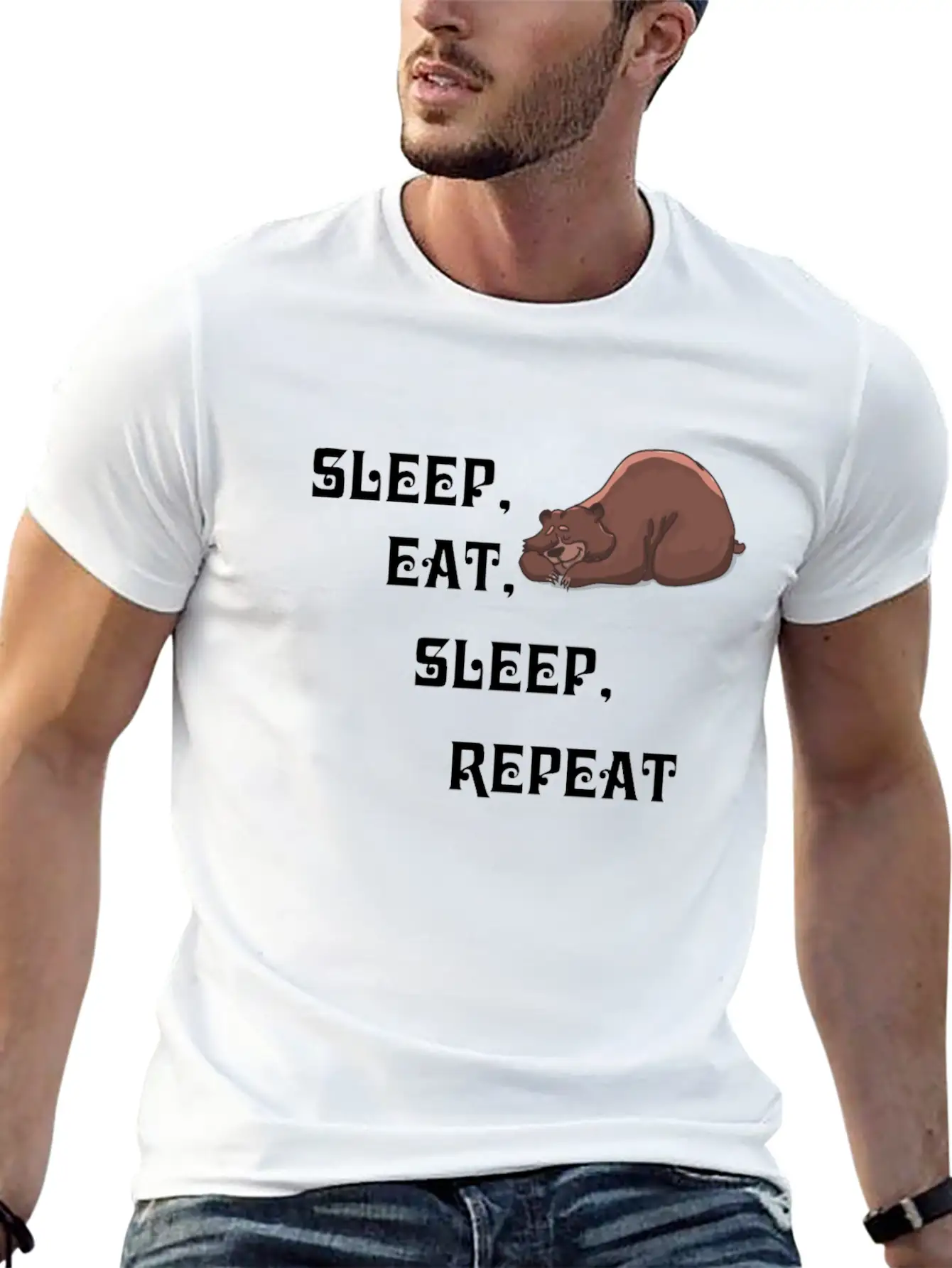 Sleep Eat Sleep Bear Unisex Short Sleeve Soft Cotton T-Shirt – Casual Everyday Wear