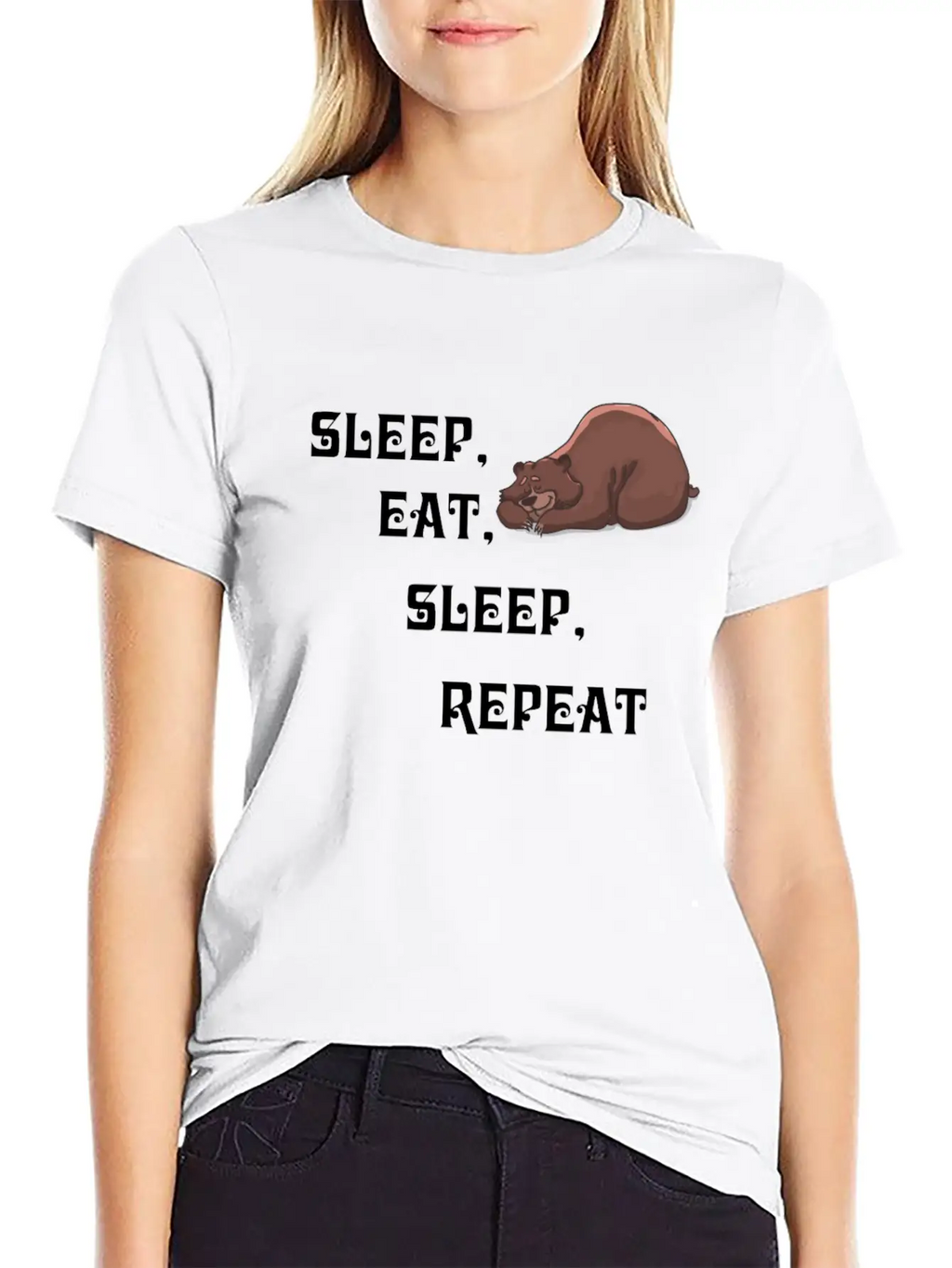 Sleep Eat Sleep Bear Unisex Short Sleeve Soft Cotton T-Shirt – Casual Everyday Wear