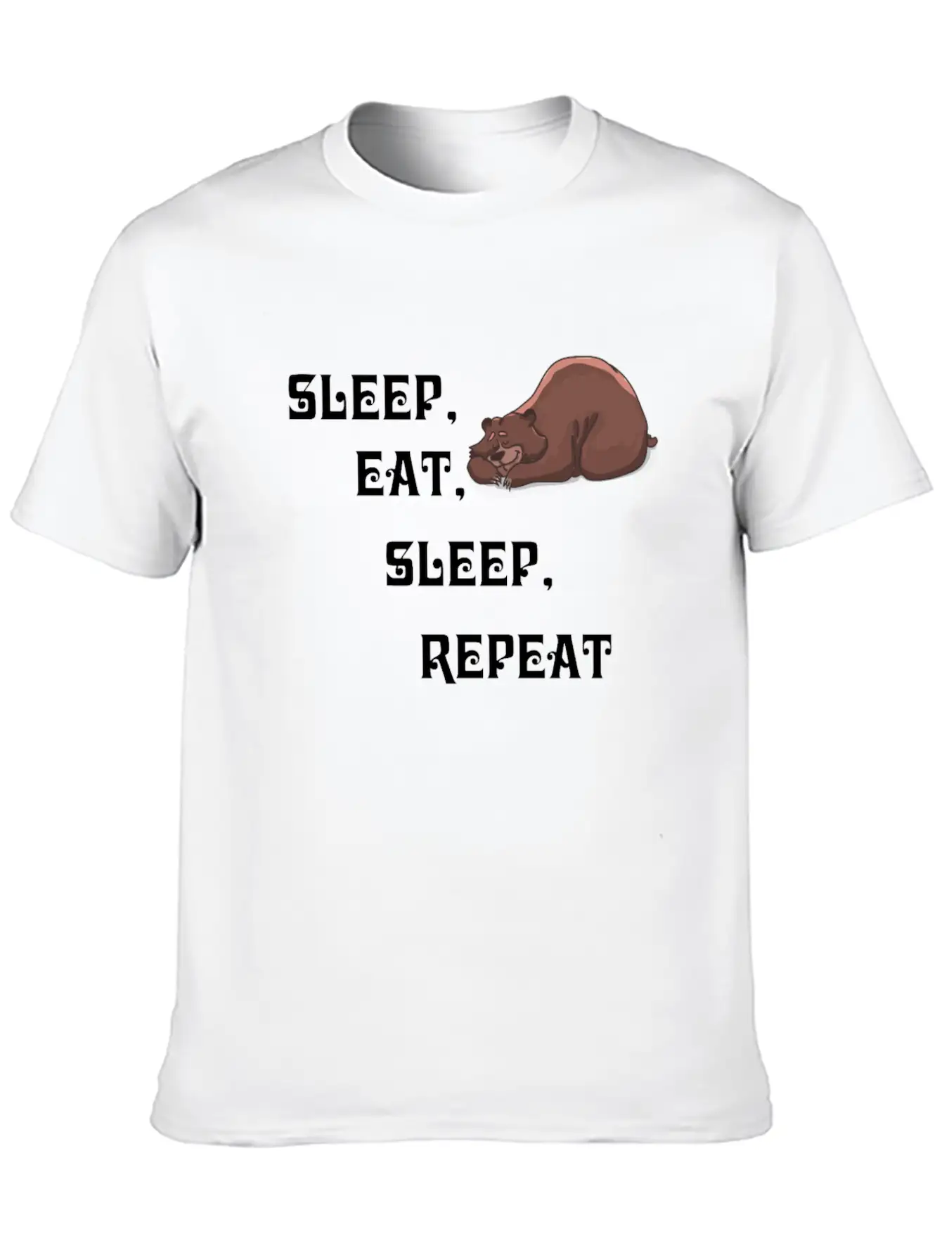 Sleep Eat Sleep Bear Unisex Short Sleeve Soft Cotton T-Shirt – Casual Everyday Wear
