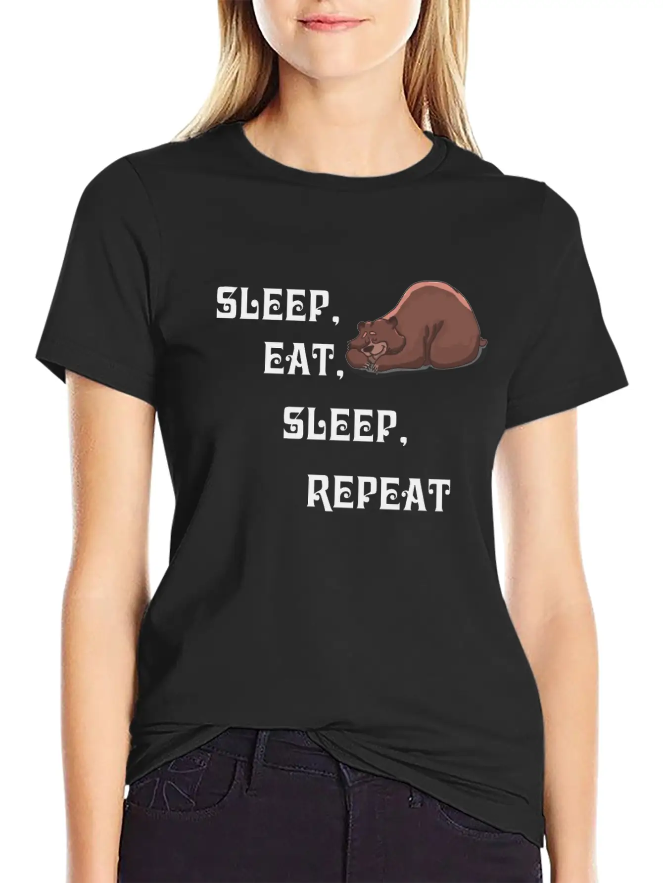 Sleep Eat Sleep Bear Unisex Short Sleeve Soft Cotton T-Shirt – Casual Everyday Wear