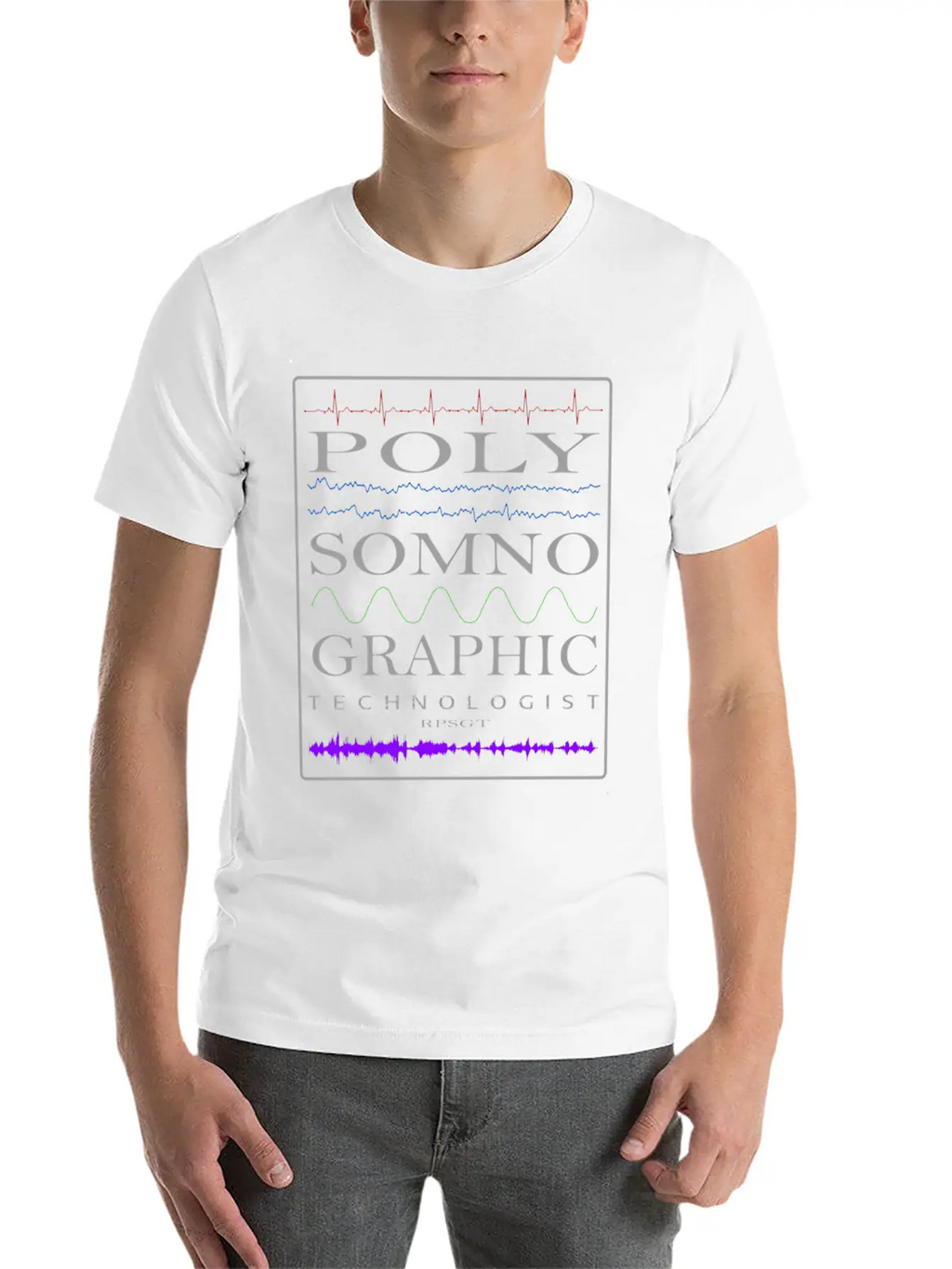 Sleep Tech Sleep Lab Polysomno Tech Waveforms Stylish Everyday T-Shirt – Unisex Basic Cotton Tee