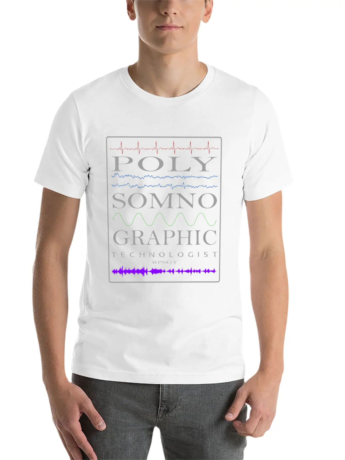 Sleep Tech Sleep Lab Polysomno Tech Waveforms Stylish Everyday T-Shirt – Unisex Basic Cotton Tee