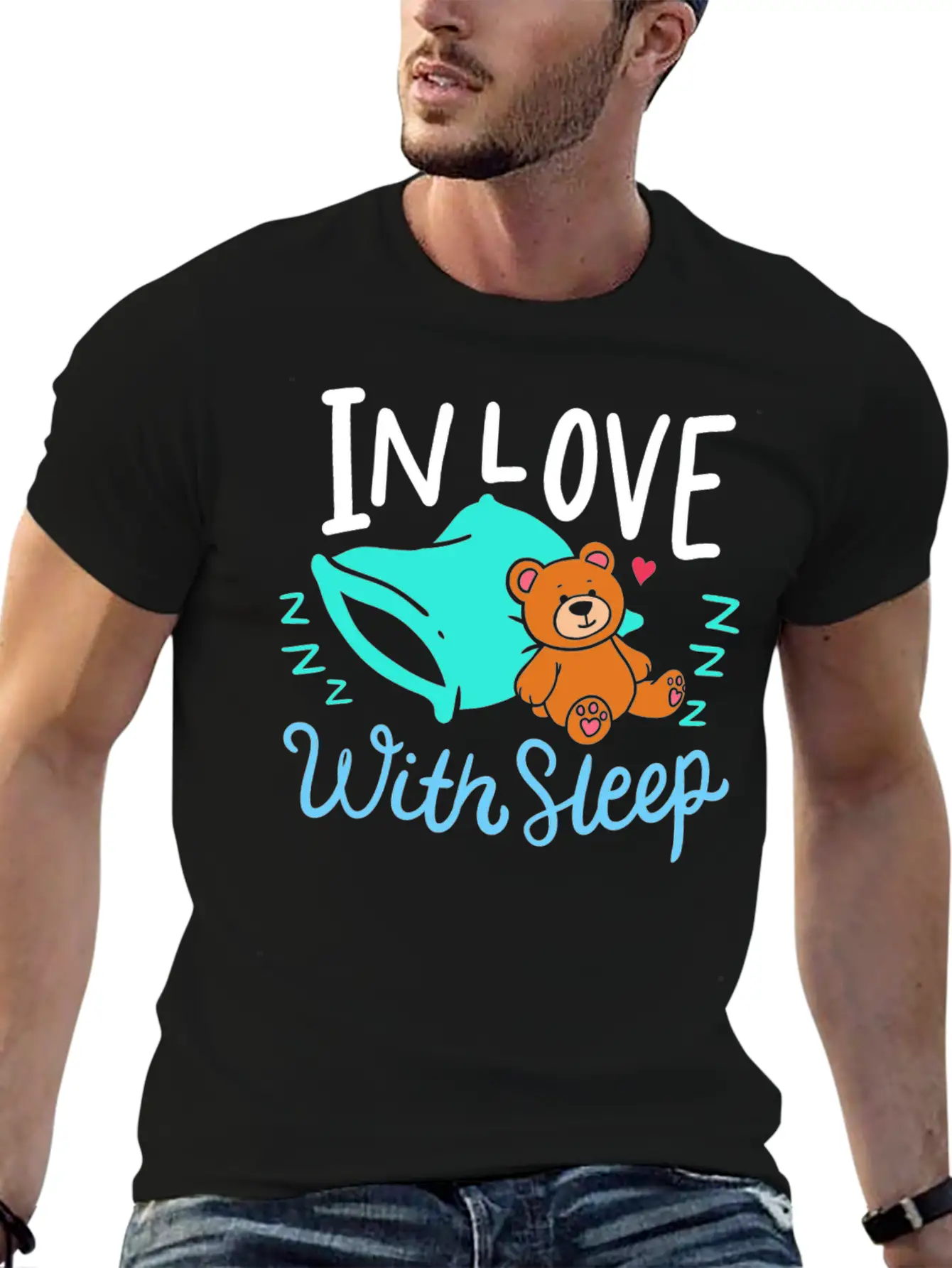 Sleeping Unisex Short Sleeve Soft Cotton T-Shirt – Casual Everyday Wear