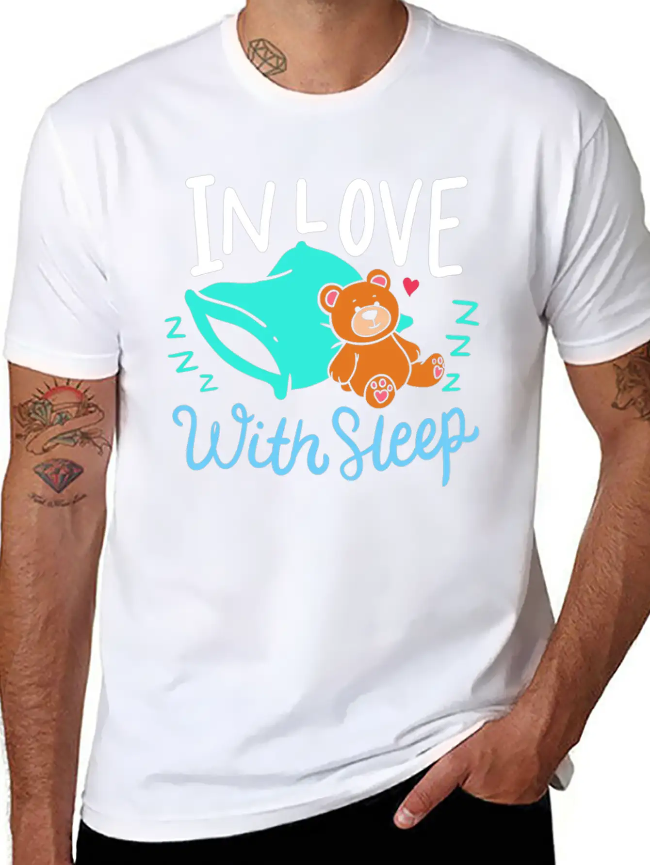 Sleeping Unisex Short Sleeve Soft Cotton T-Shirt – Casual Everyday Wear