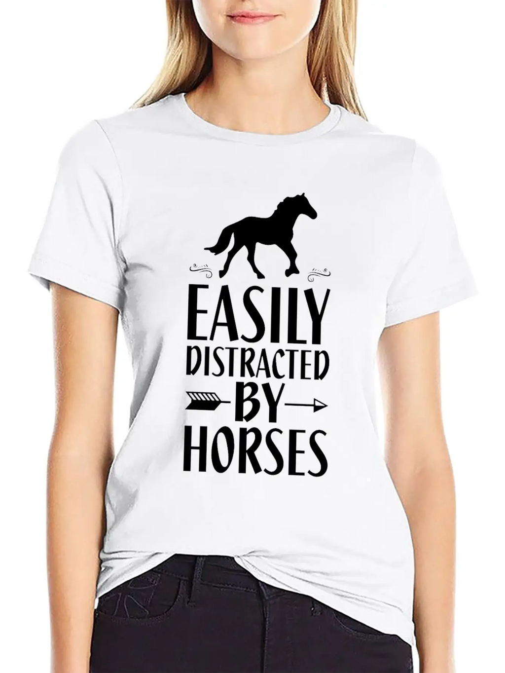 Slightly Distracted By Horses Unisex Short Sleeve Soft Cotton T-Shirt – Casual Everyday Wear