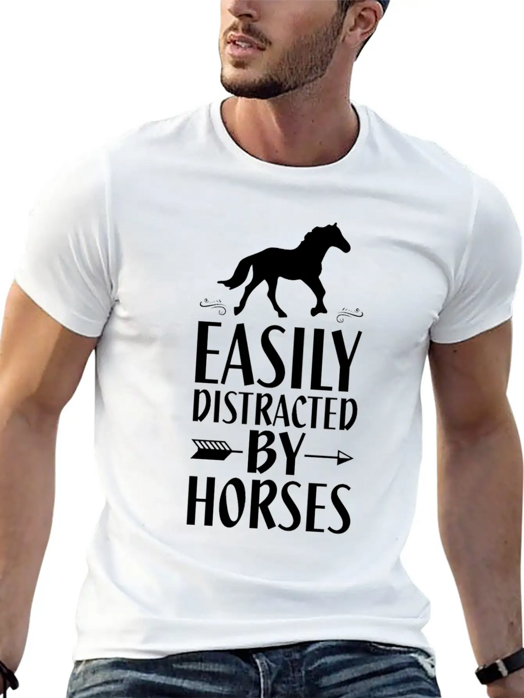 Slightly Distracted By Horses Unisex Short Sleeve Soft Cotton T-Shirt – Casual Everyday Wear