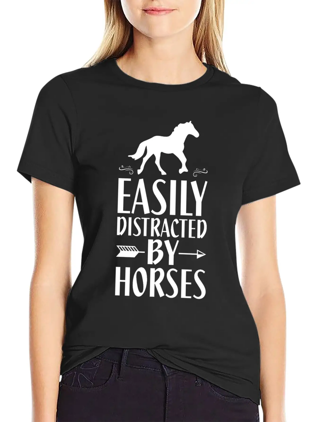 Slightly Distracted By Horses Unisex Short Sleeve Soft Cotton T-Shirt – Casual Everyday Wear