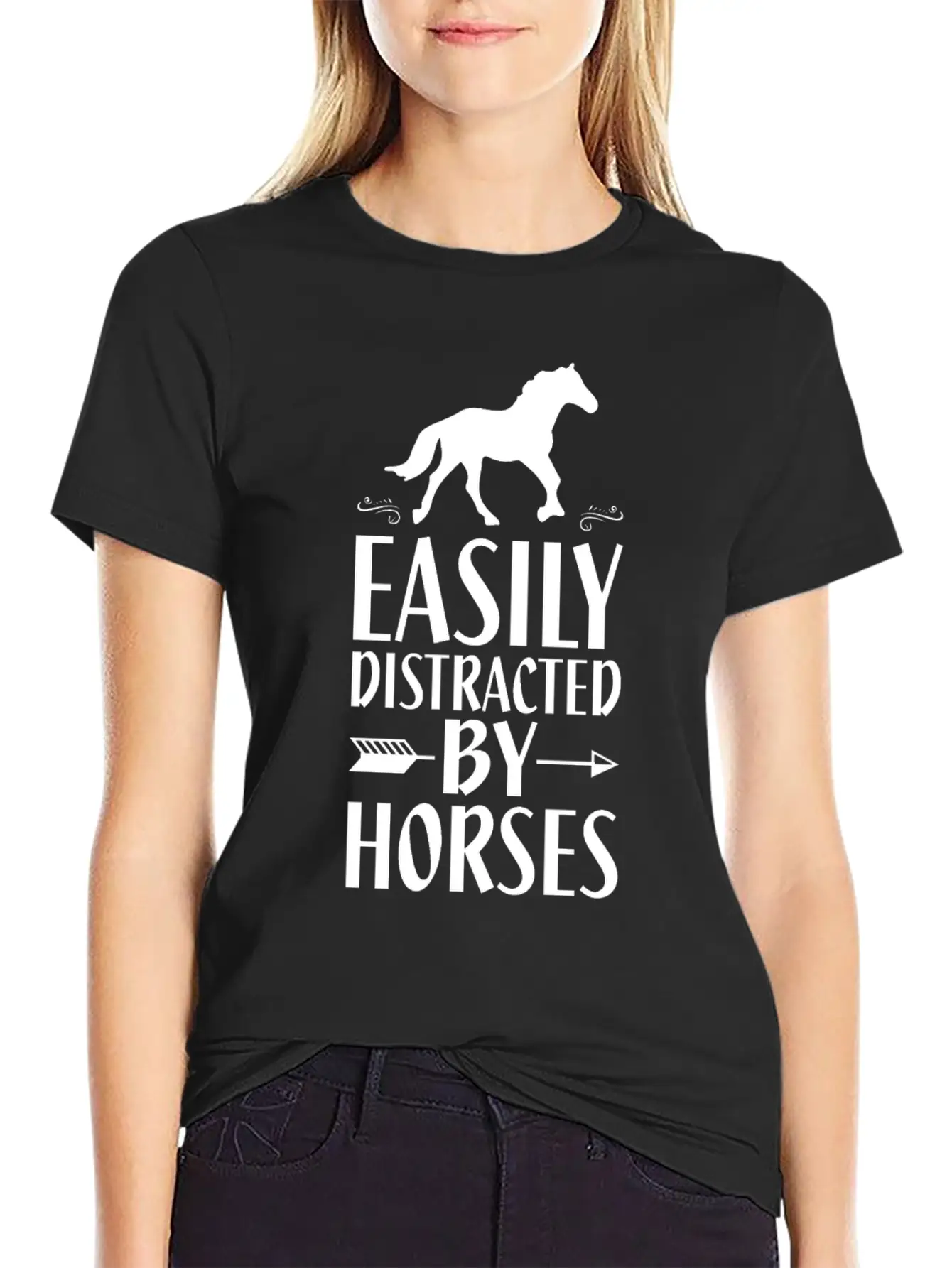 Slightly Distracted By Horses Unisex Short Sleeve Soft Cotton T-Shirt – Casual Everyday Wear