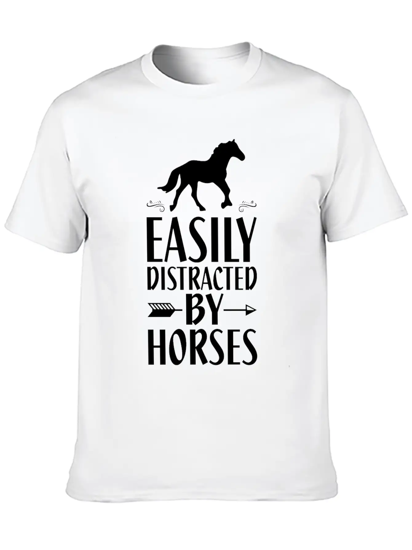 Slightly Distracted By Horses Unisex Short Sleeve Soft Cotton T-Shirt – Casual Everyday Wear