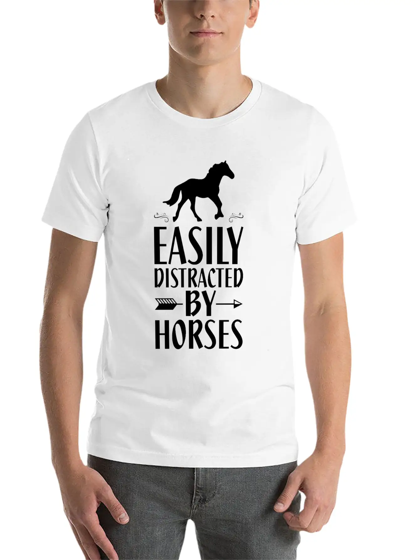 Slightly Distracted By Horses Unisex Short Sleeve Soft Cotton T-Shirt – Casual Everyday Wear