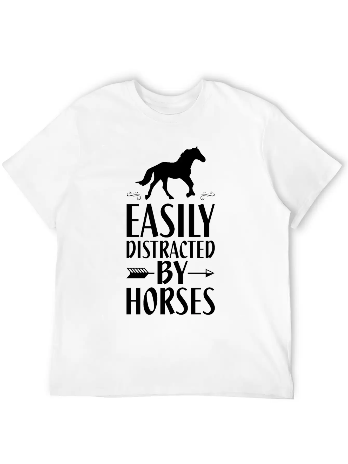 Slightly Distracted By Horses Unisex Short Sleeve Soft Cotton T-Shirt – Casual Everyday Wear