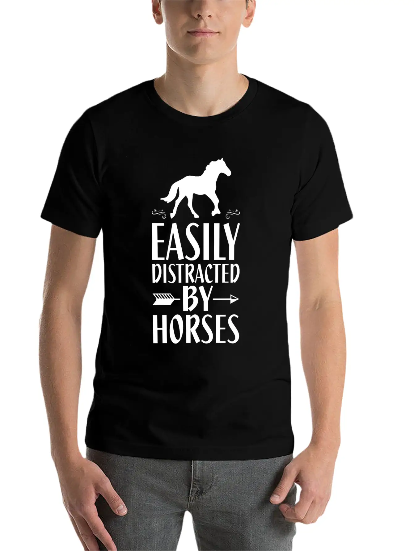 Slightly Distracted By Horses Unisex Short Sleeve Soft Cotton T-Shirt – Casual Everyday Wear