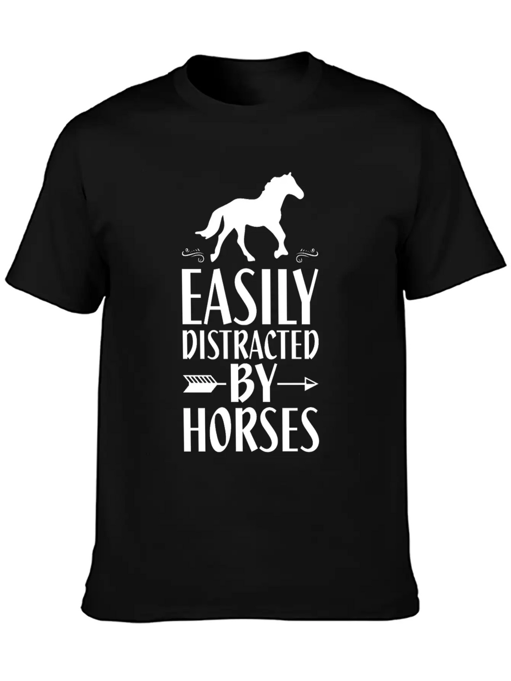 Slightly Distracted By Horses Unisex Short Sleeve Soft Cotton T-Shirt – Casual Everyday Wear