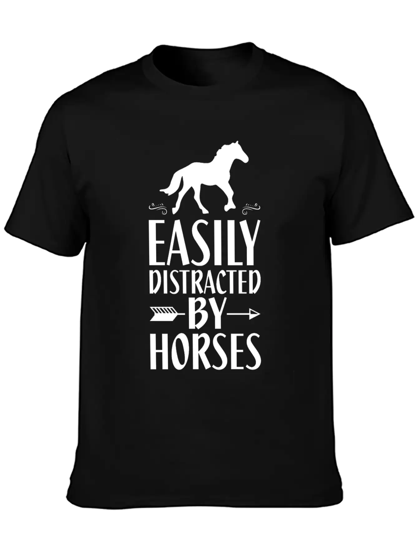 Slightly Distracted By Horses Unisex Short Sleeve Soft Cotton T-Shirt – Casual Everyday Wear