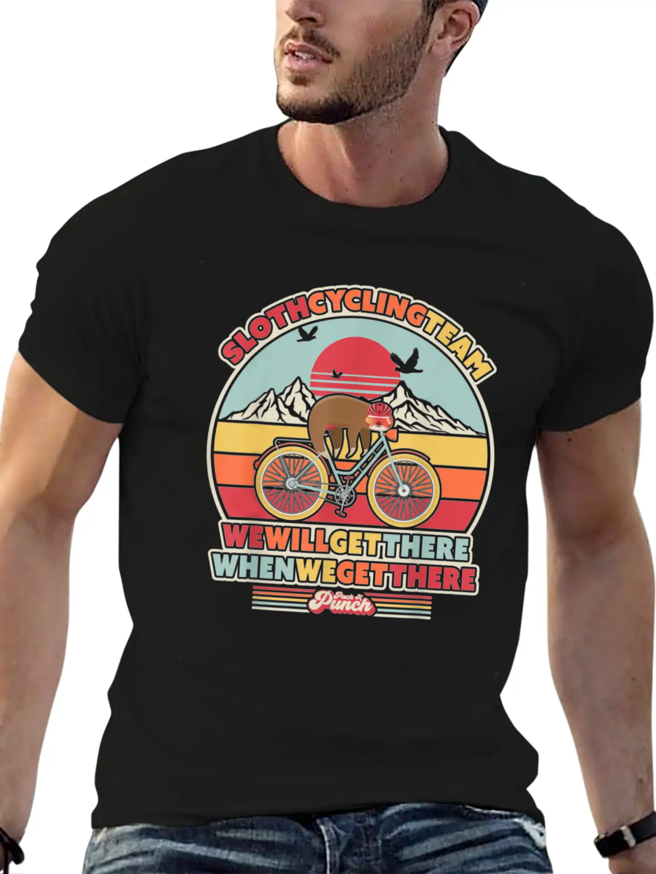Sloth Cycling Team Essential Cotton Tee For Daily Outfits – Unisex Style