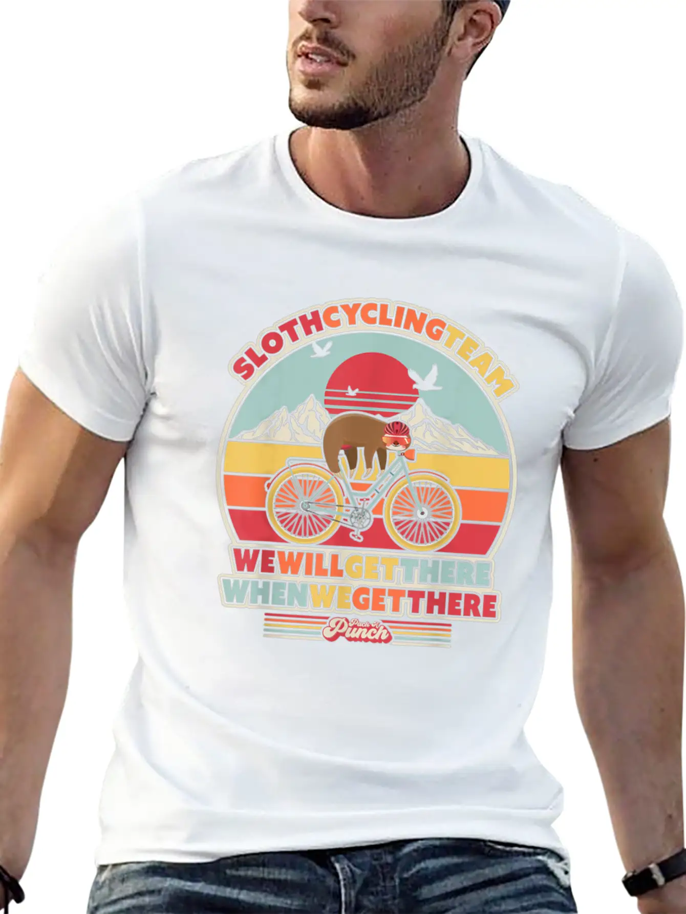 Sloth Cycling Team Essential Cotton Tee For Daily Outfits – Unisex Style