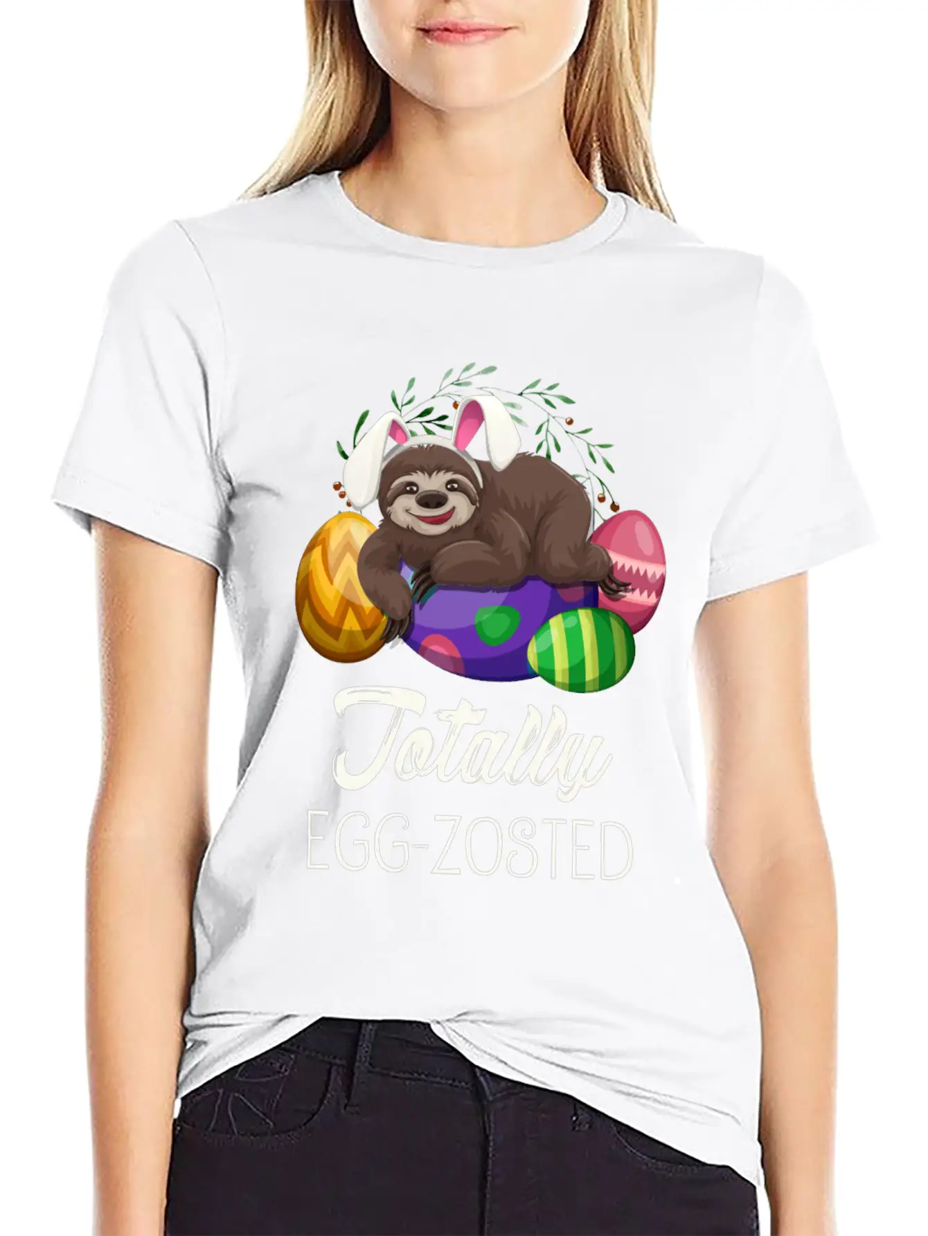 Sloth Easter For Lazy Tired People Unisex Short Sleeve Soft Cotton T-Shirt – Casual Everyday Wear