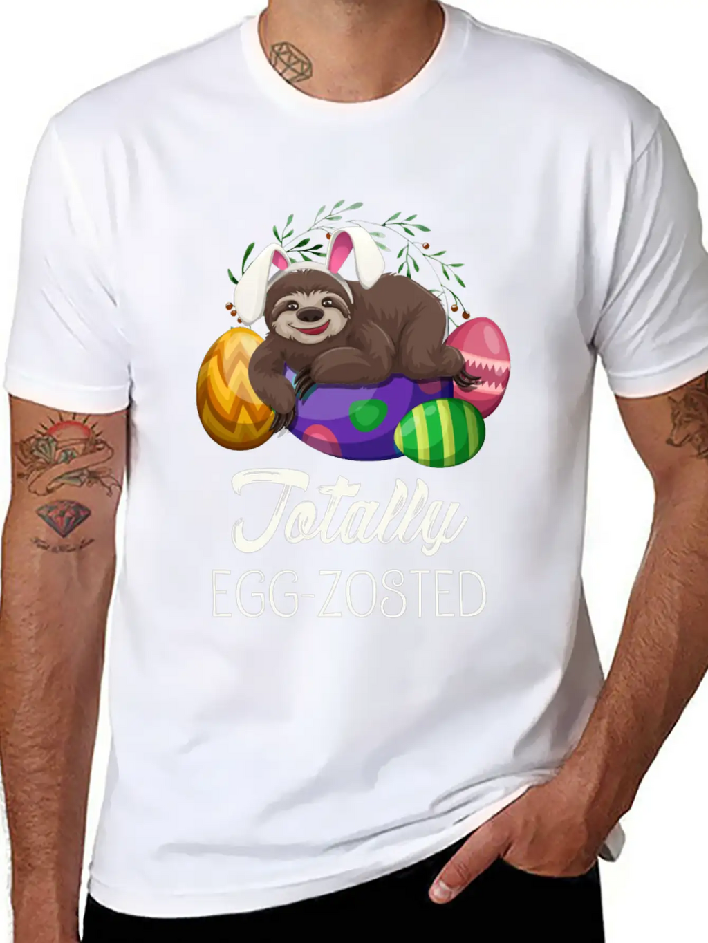 Sloth Easter For Lazy Tired People Unisex Short Sleeve Soft Cotton T-Shirt – Casual Everyday Wear