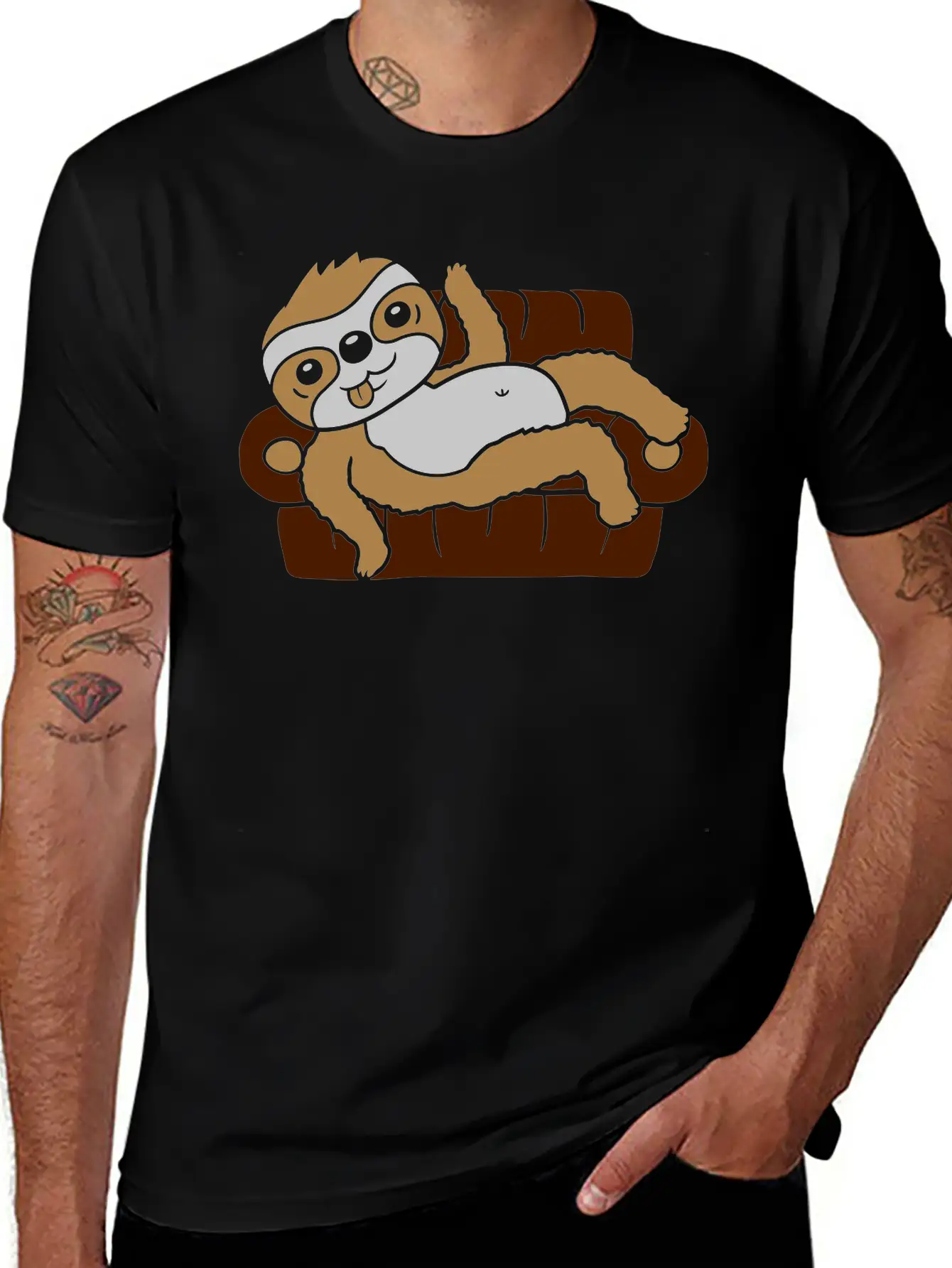 Sloth Home Chill Sofa Stylish Everyday T-Shirt – Unisex Basic Cotton Tee