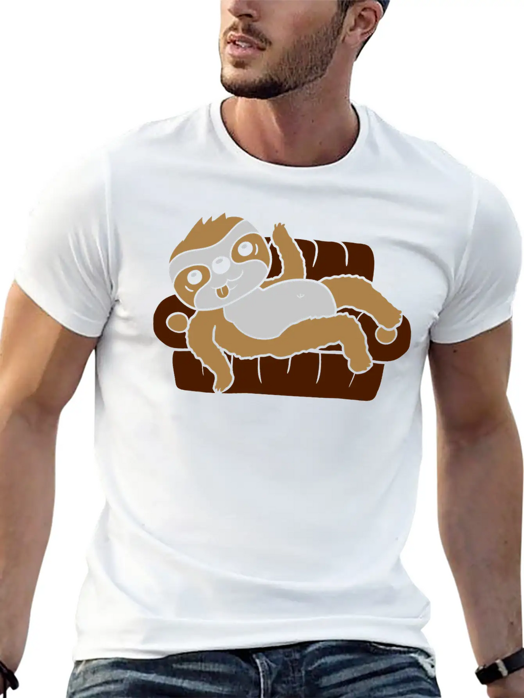 Sloth Home Chill Sofa Stylish Everyday T-Shirt – Unisex Basic Cotton Tee